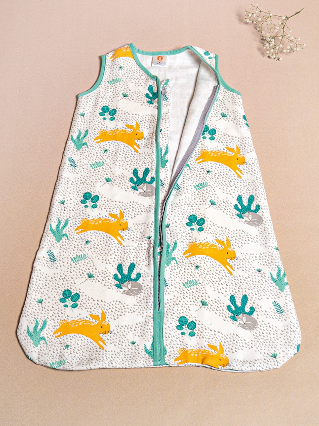 

OOKA Kids Orange & Green Medium 2-layer Muslin Sleep Sack, Pink