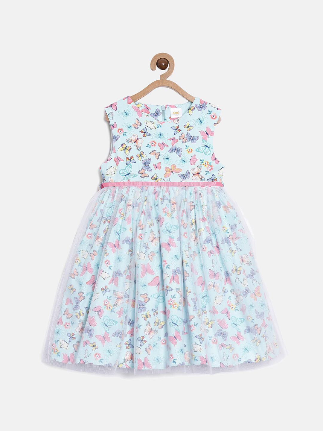 

Aomi Girls Blue Butterfly Printed Dress
