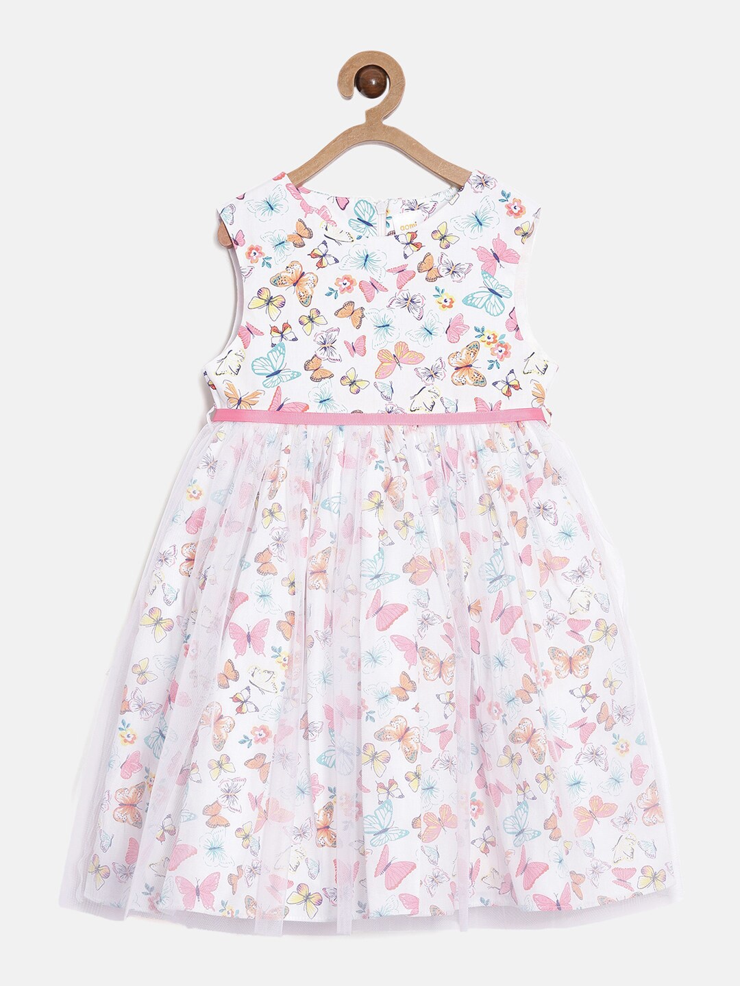 

Aomi White & Pink Floral Overlay Cotton Dress