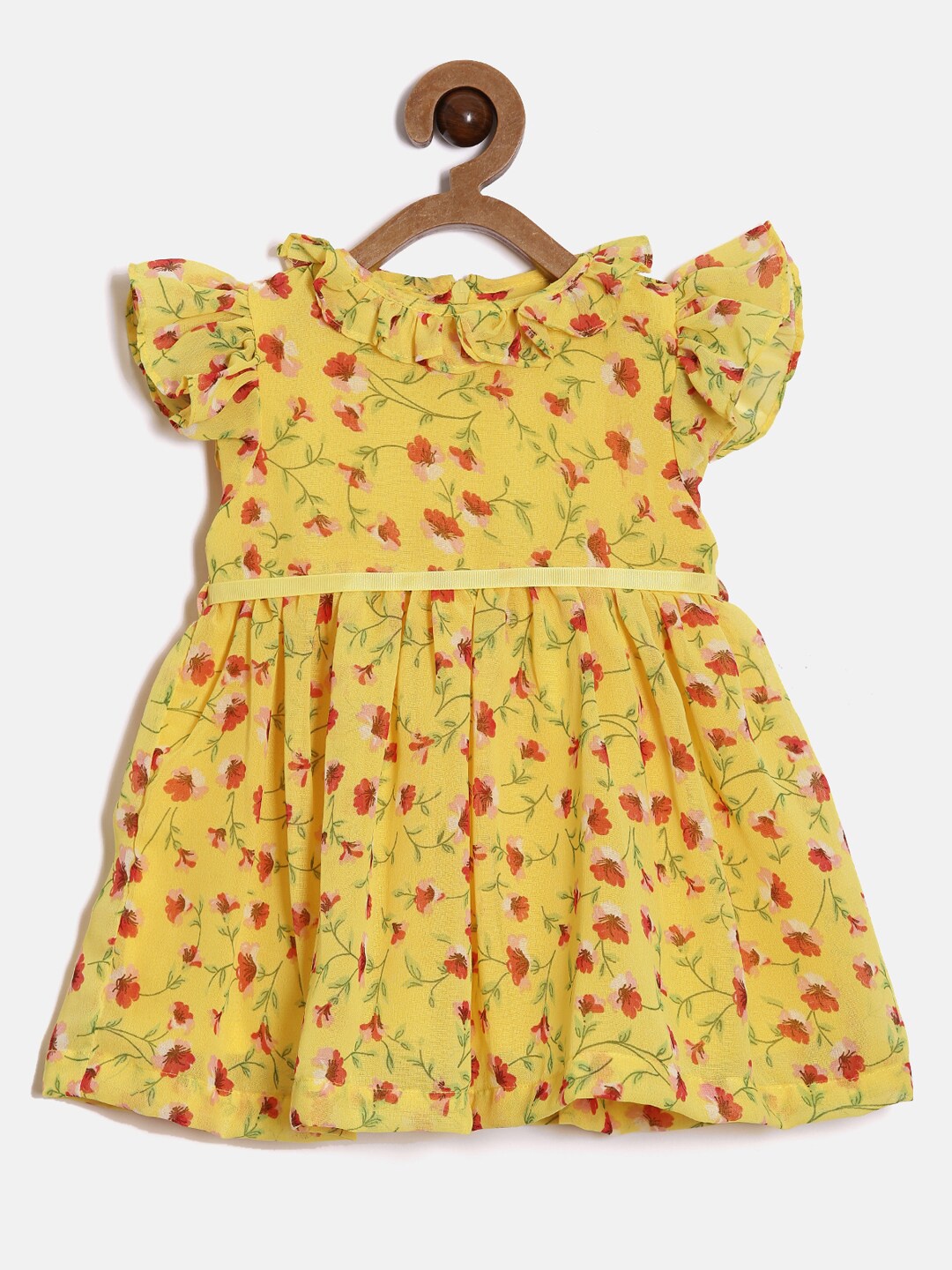 

Aomi Yellow & Red Floral Georgette Dress