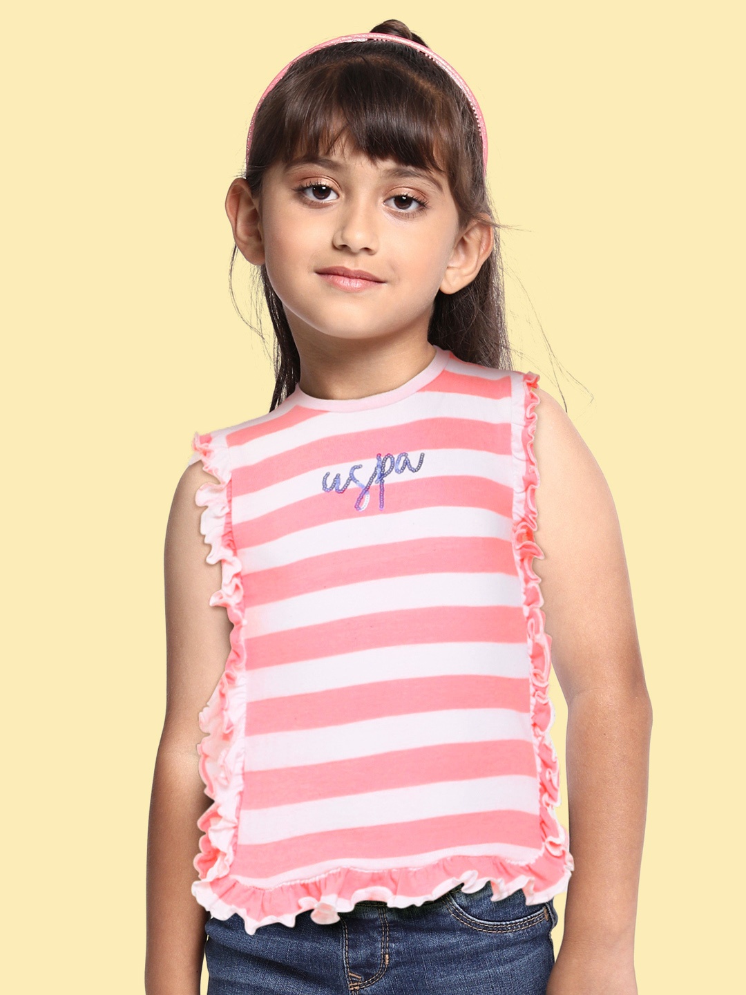

U S Polo Assn Kids Pink Striped Top