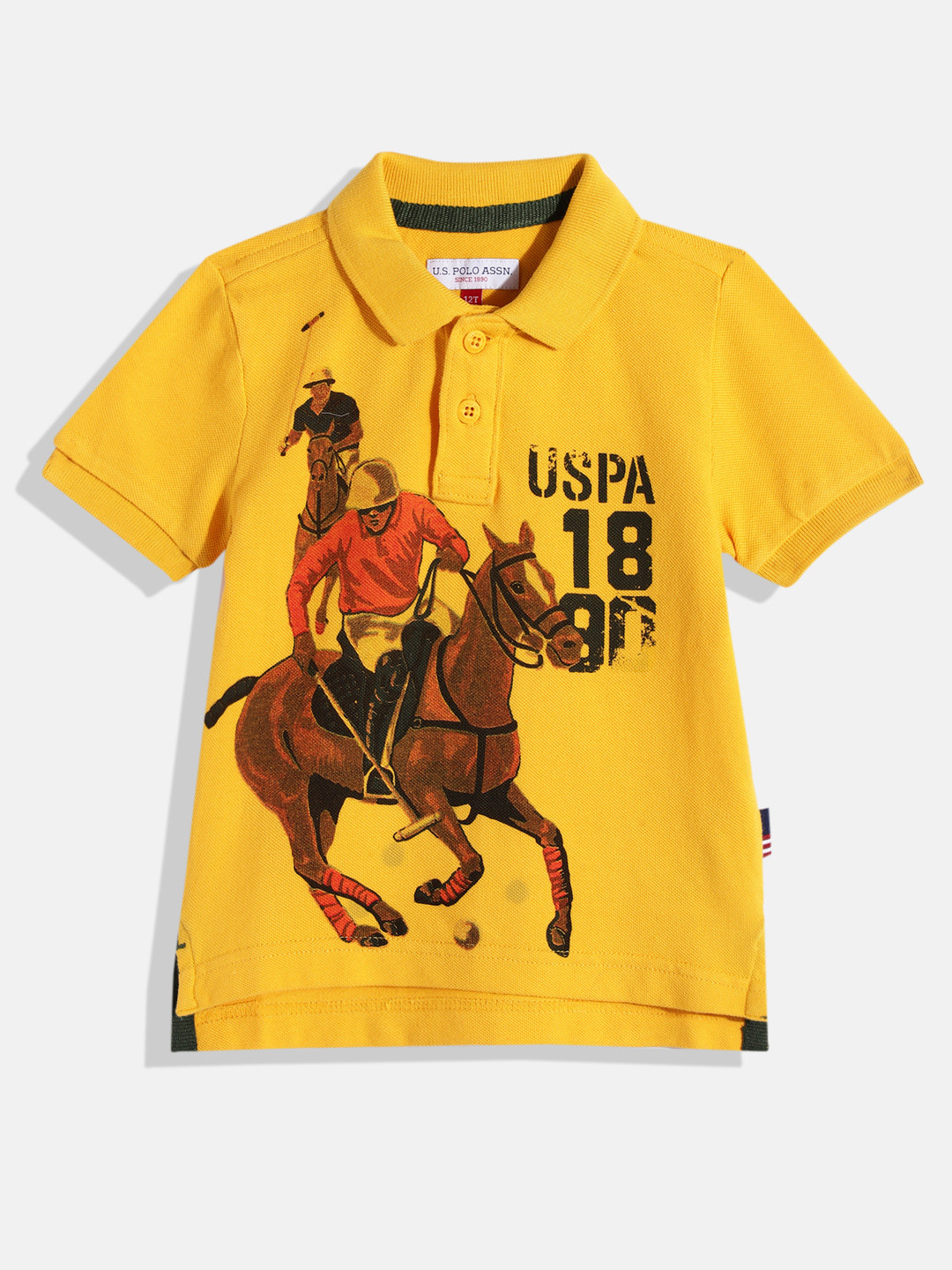 

U.S. Polo Assn. Kids Boys Yellow Graphic Printed Pure Cotton T-shirt