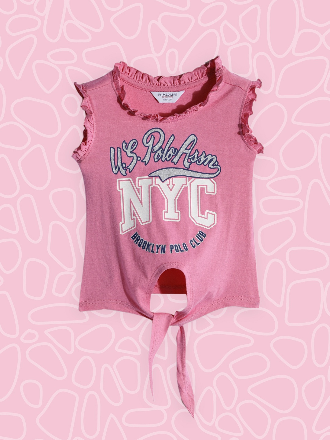 

U.S. Polo Assn. Kids Girls Pink Printed Pure Cotton Top