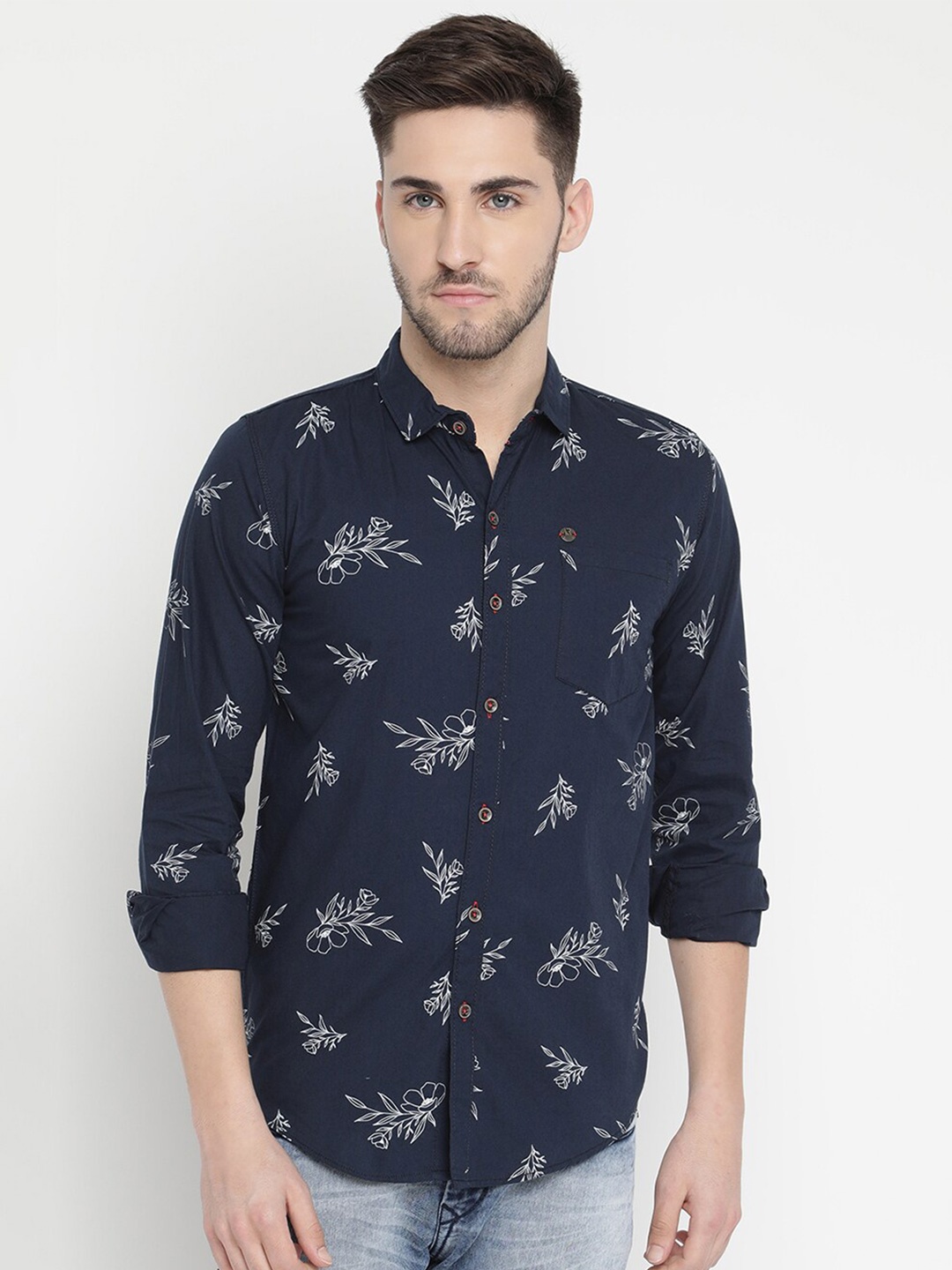 

V2 Value & Variety Men Blue Floral Printed Cotton Casual Shirt
