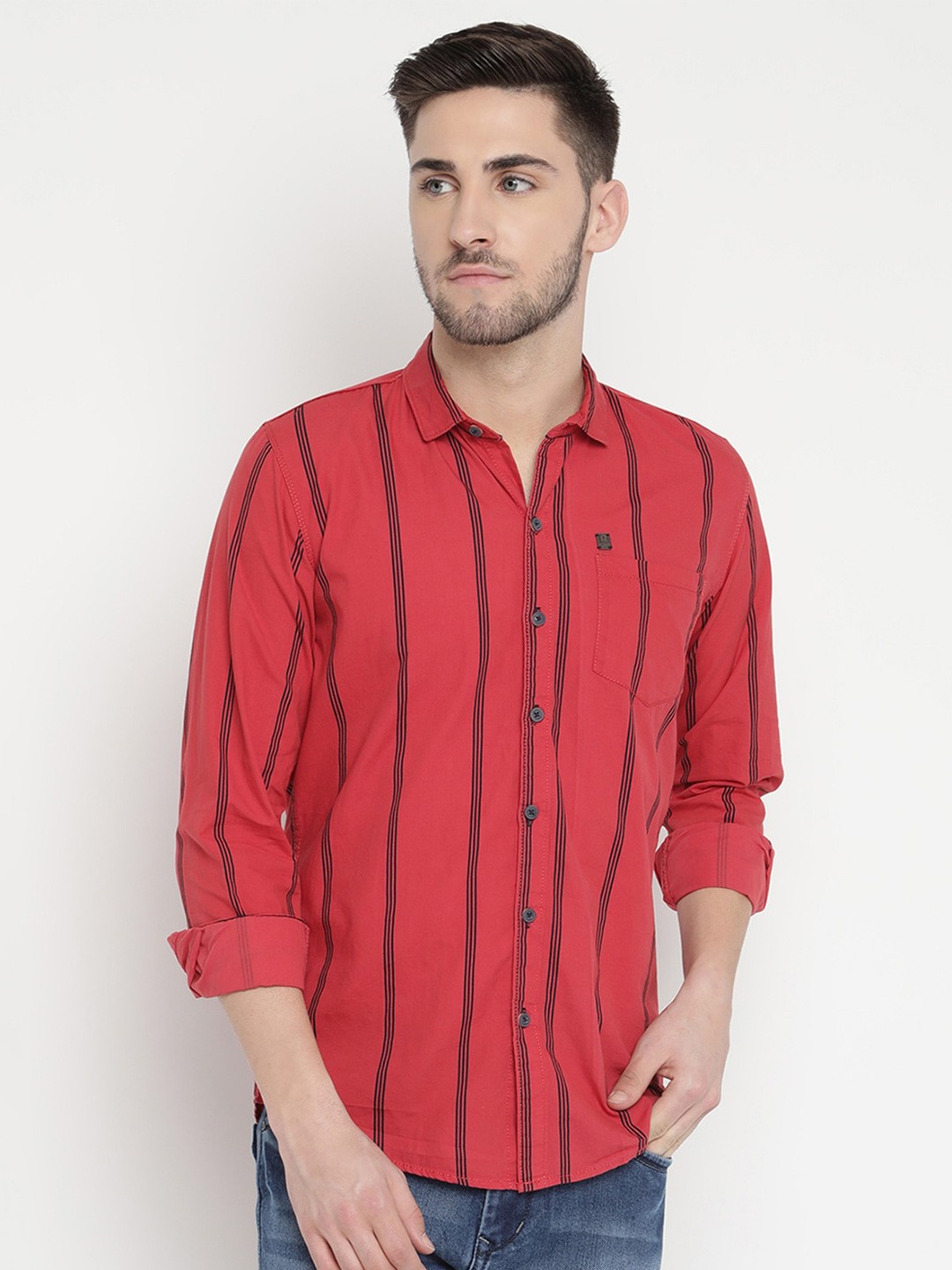 

V2 Value & Variety Men Maroon Striped Casual Shirt
