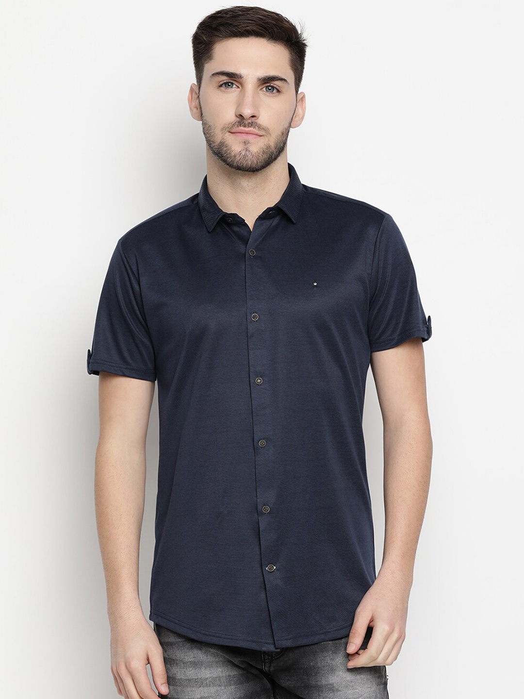 

V2 Value & Variety Men Navy Blue Casual Shirt