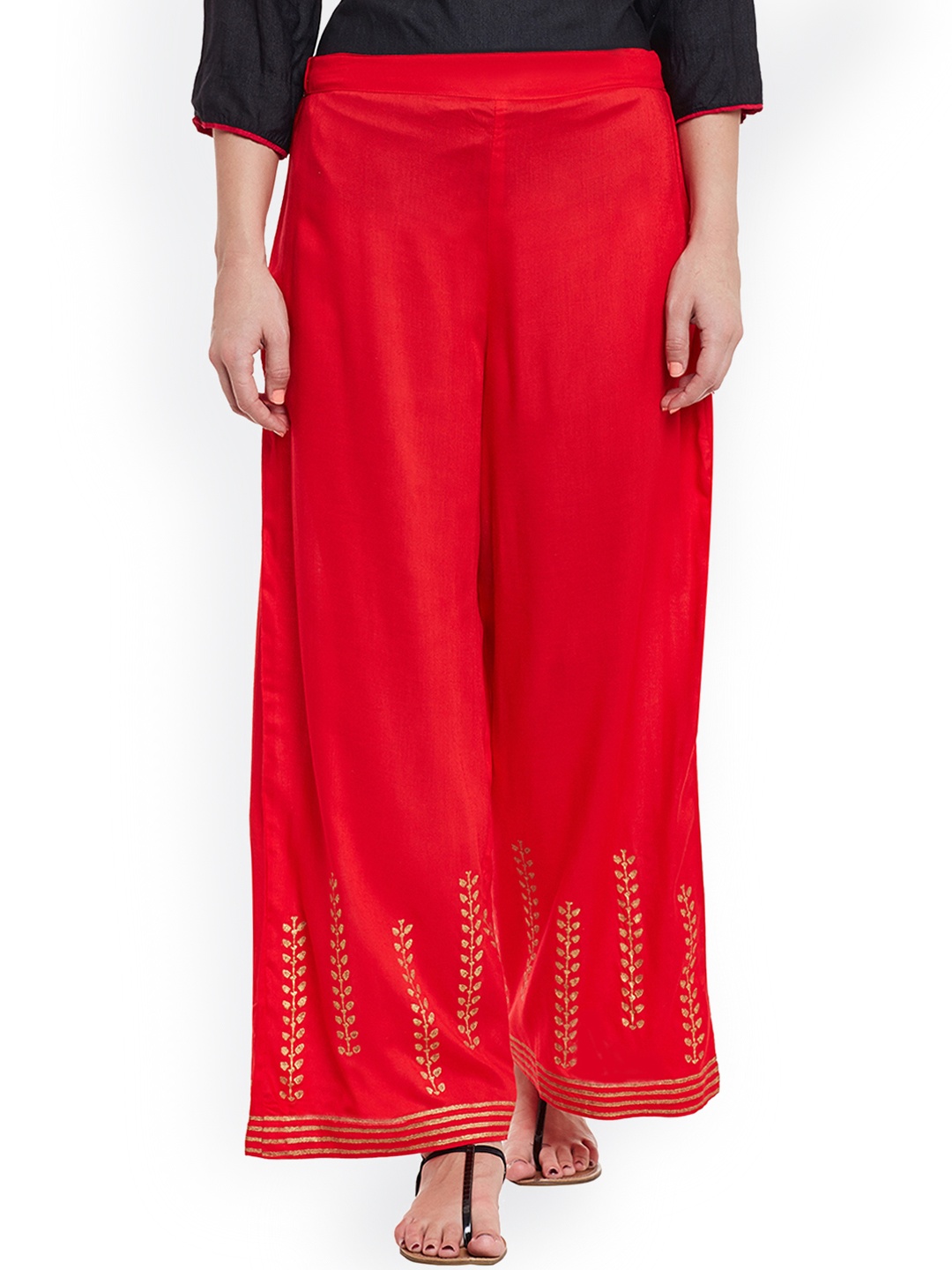 

Bitterlime Women Red Relaxed Fit Palazzo Trousers