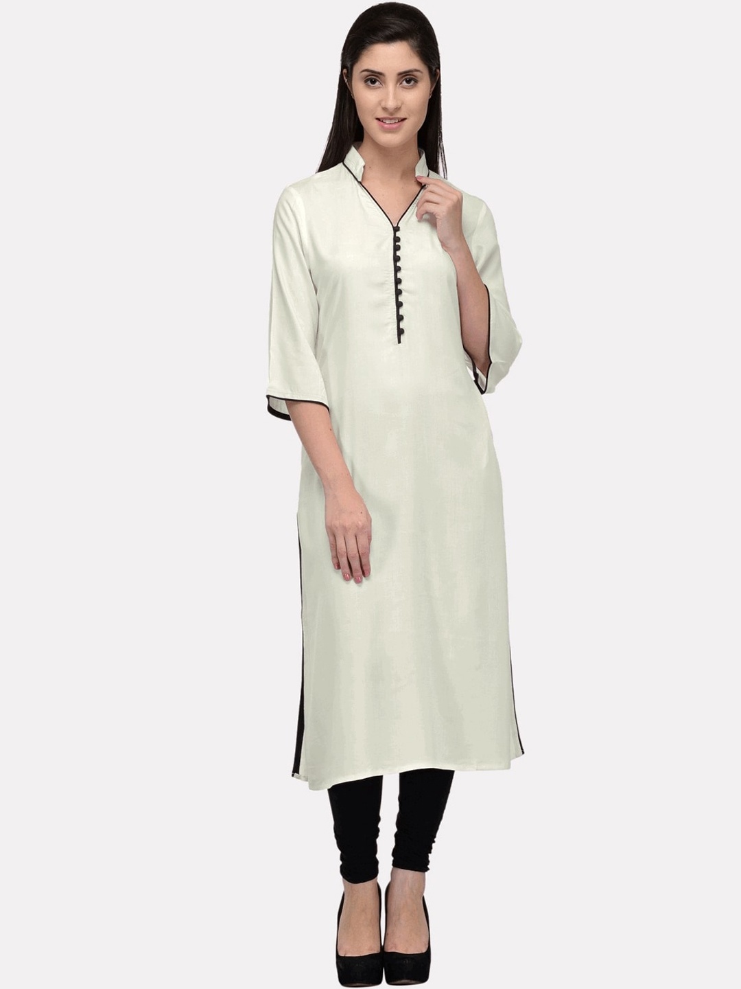 

KALINI Women Off White Cotton Kurta