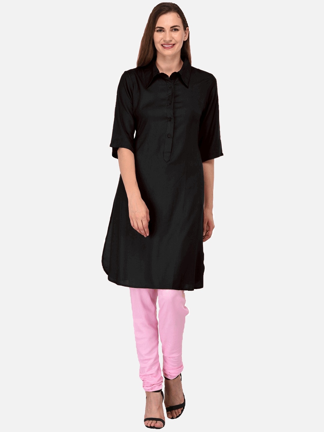 

KALINI Women Black Cotton Pathani Kurta