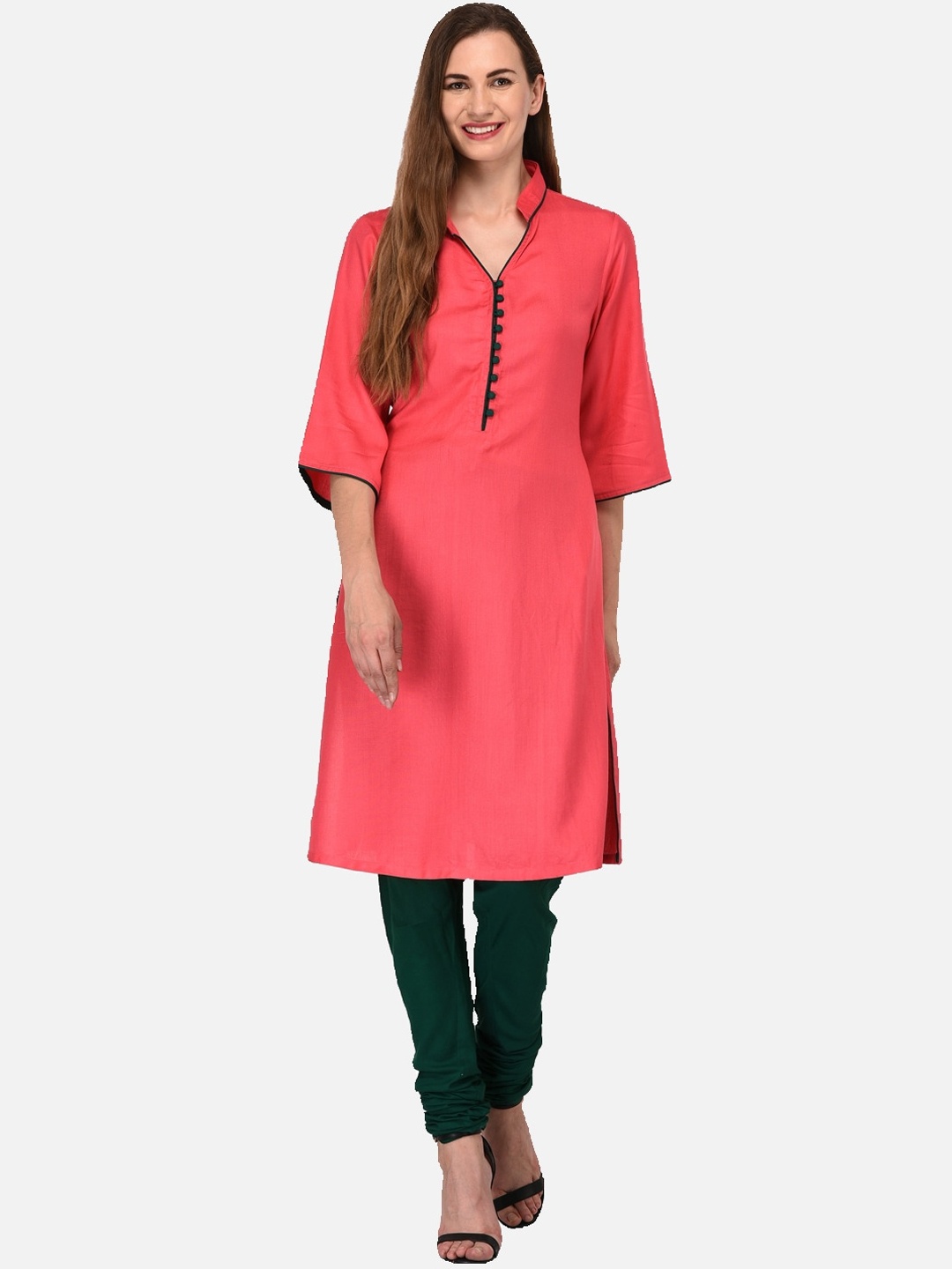 

KALINI Women Pink Cotton Kurta