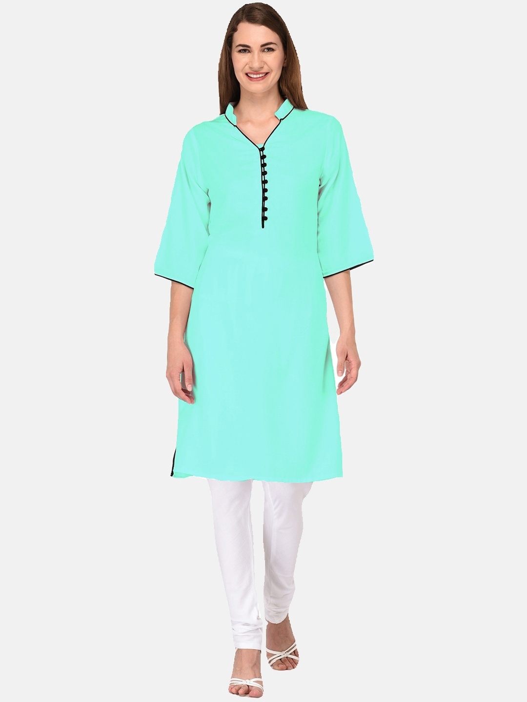

KALINI Women Sea Green Cotton A-Line Kurta