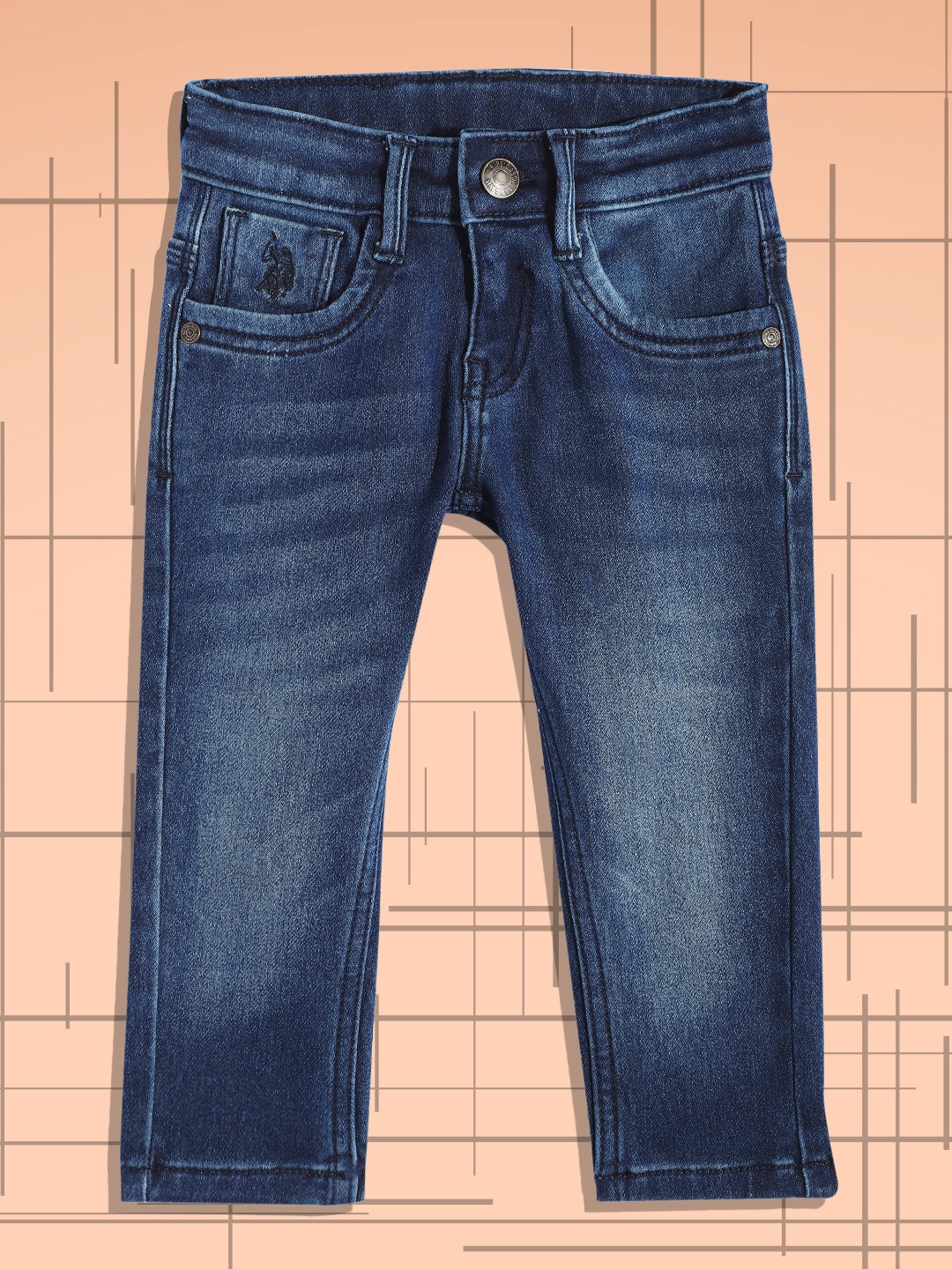 

U.S.Polo Assn. Kids Boys Blue Skinny Fit Light Fade Clean Look Stretchable Jeans