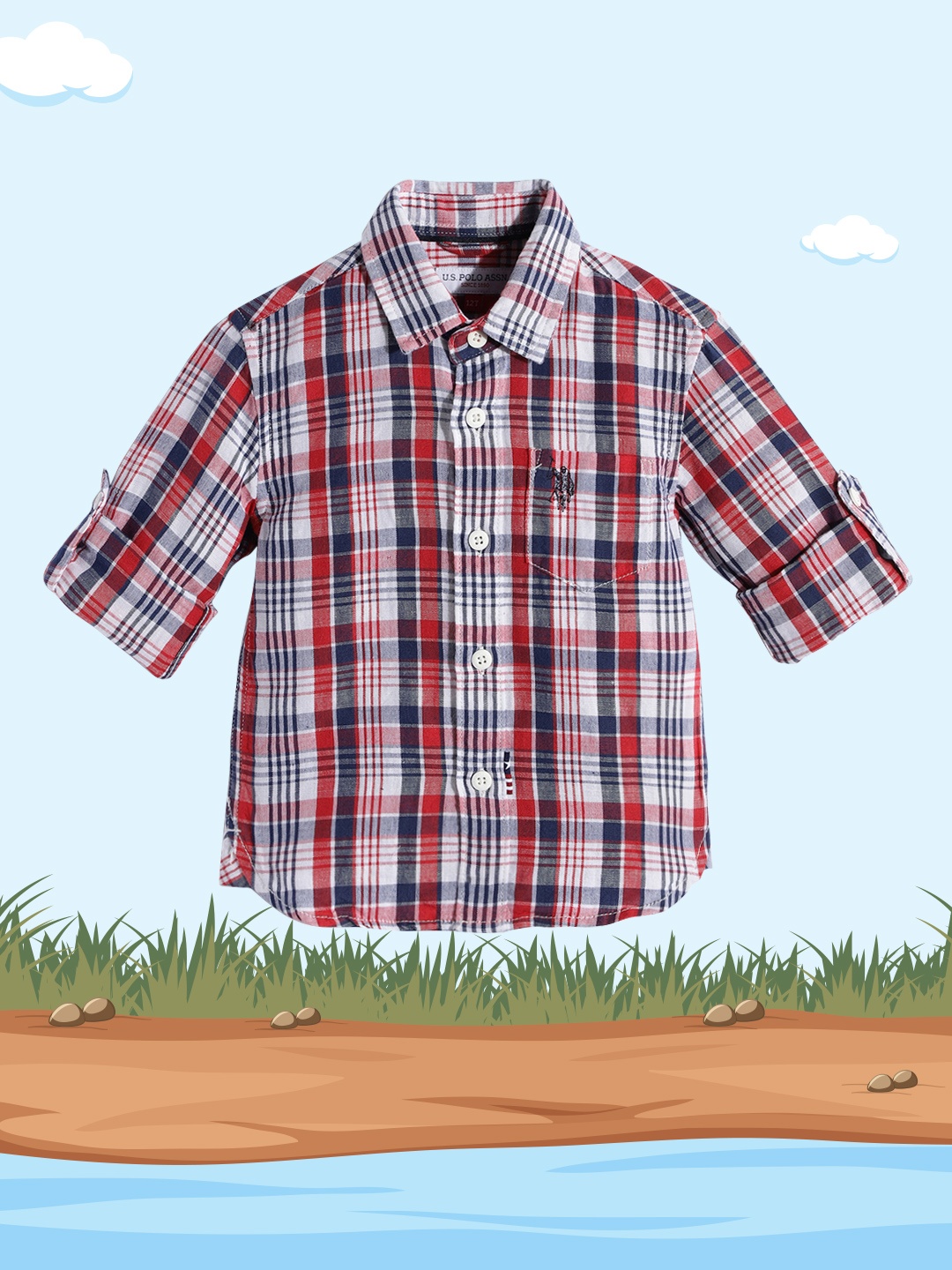 

U.S. Polo Assn. Kids Boys Red Checked Casual Shirt