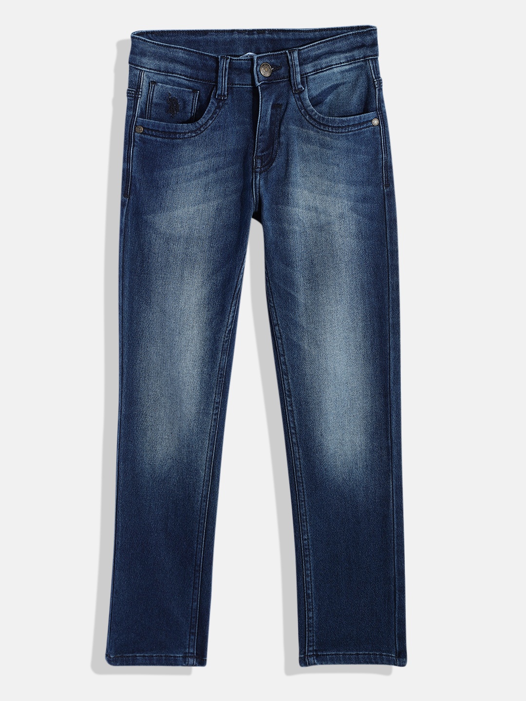 

U.S. Polo Assn. Kids Boys Blue Skinny Fit Heavy Fade Stretchable Jeans