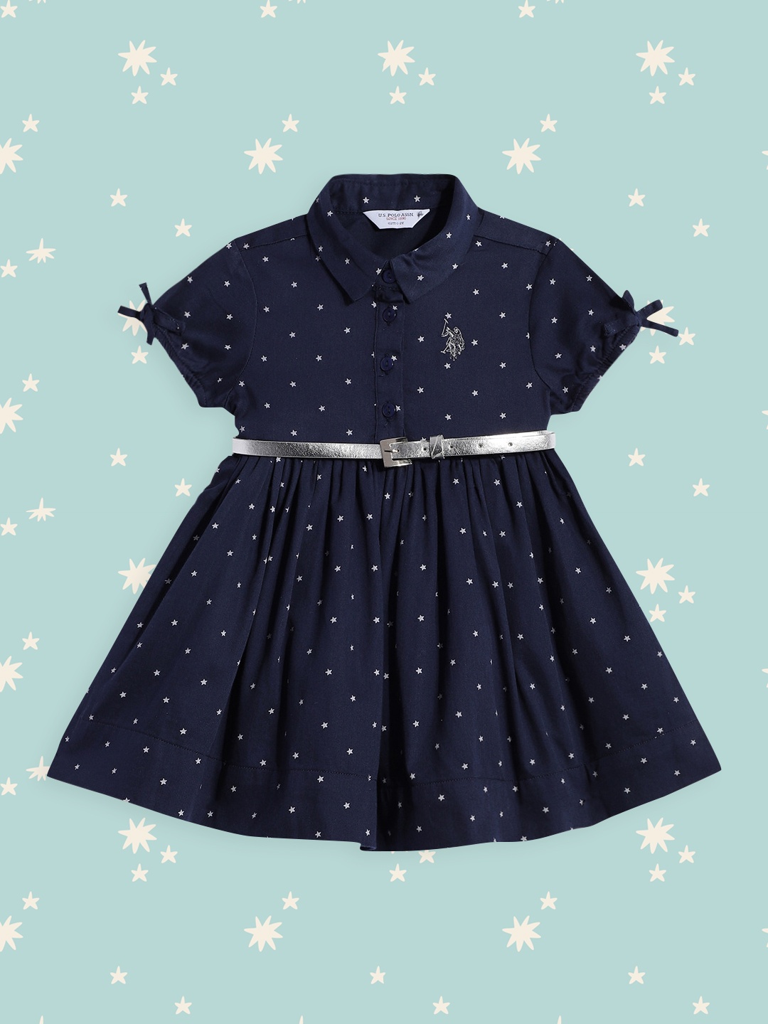 

U S Polo Assn Kids Navy Blue Cotton Dress