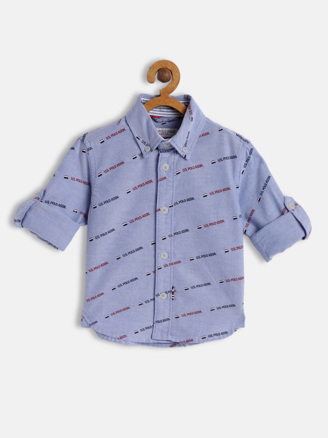 

U.S. Polo Assn. Kids Boys Blue Printed Pure Cotton Casual Shirt