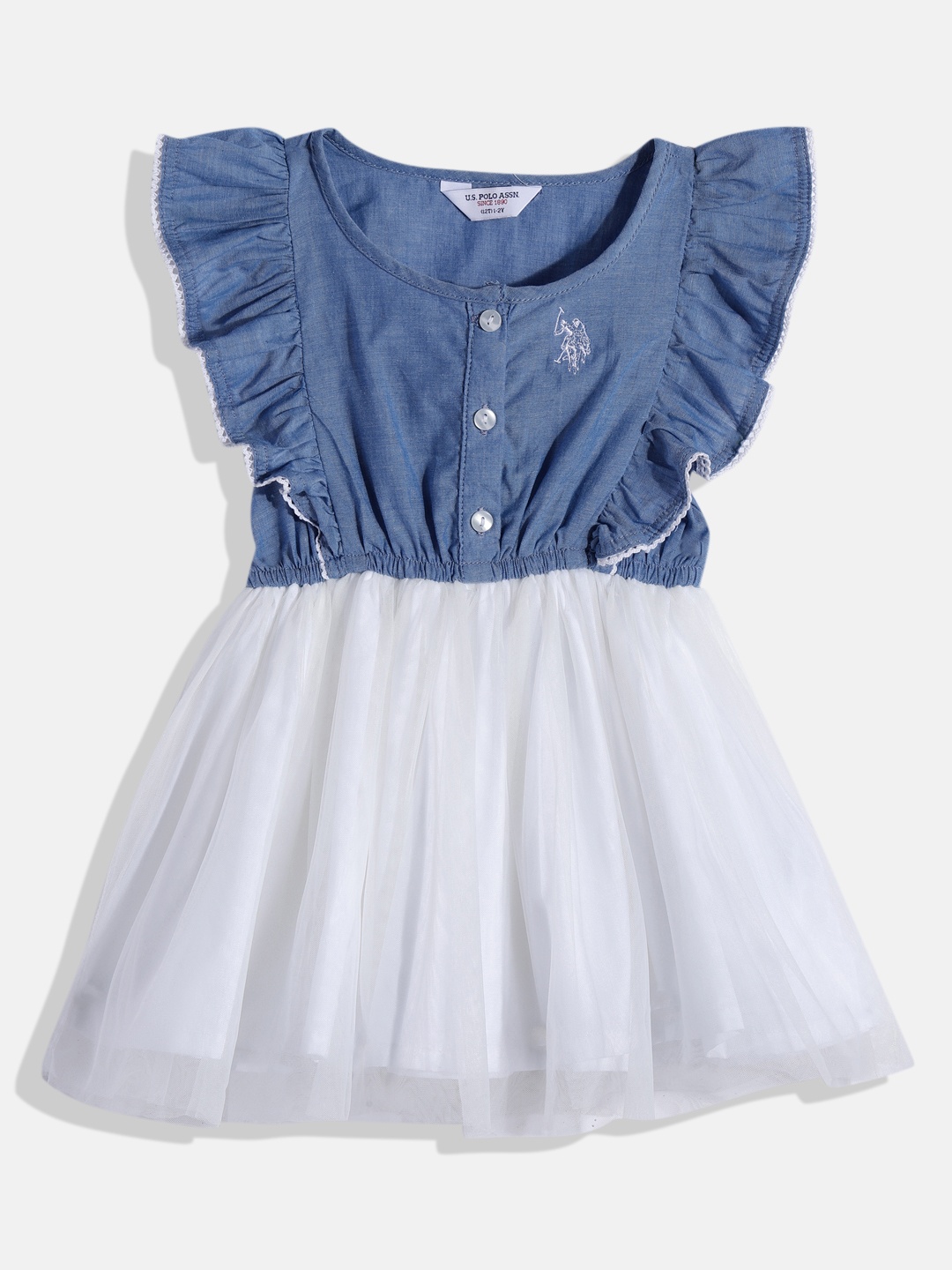 

U S Polo Assn Kids Blue & White Dress