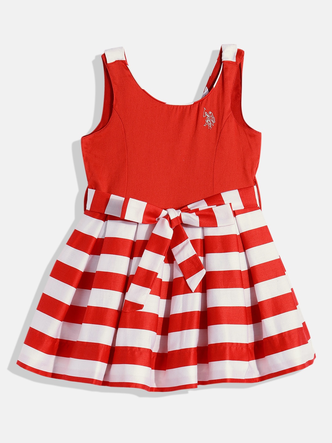 

U S Polo Assn Kids Red & White Striped Dress