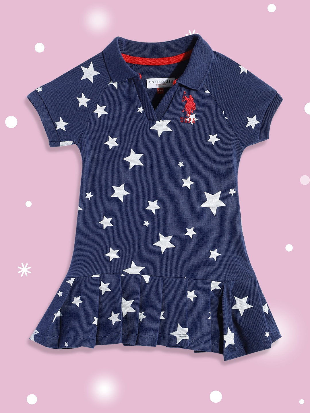 

U S Polo Assn Kids Navy Blue Shirt Pure Cotton Mini Dress