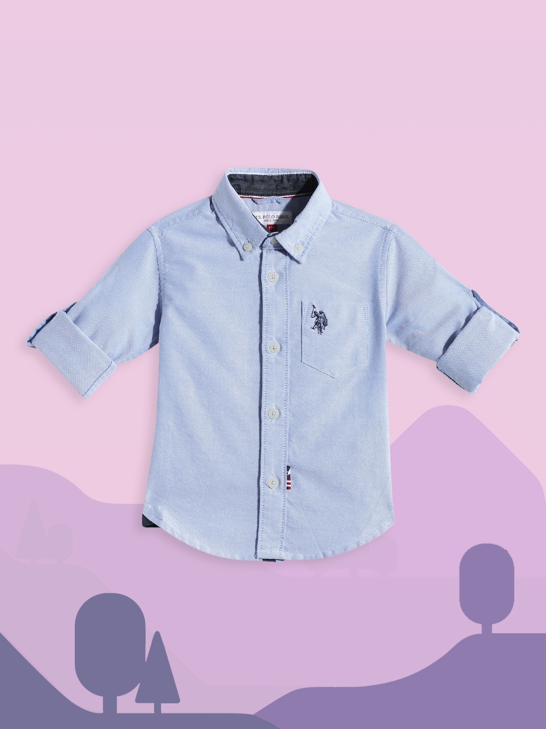 

U S Polo Assn Kids Boys Blue Pure Cotton Casual Shirt