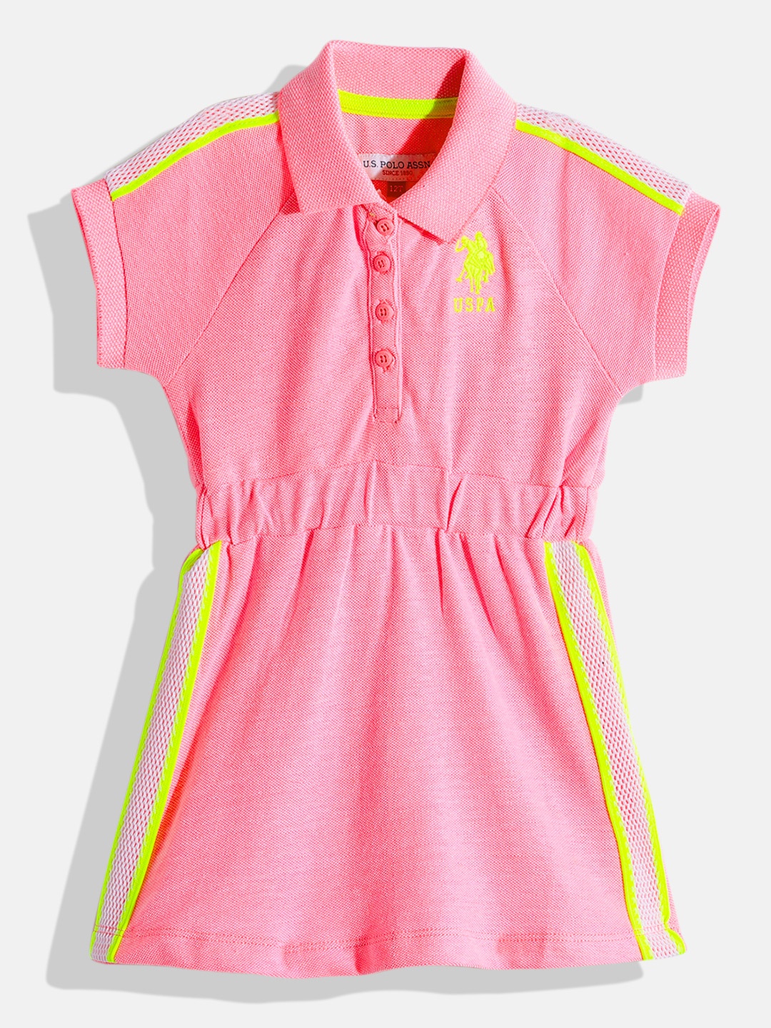 

U.S.Polo Assn. Kids Girls Neon Pink Solid T-shirt Dress
