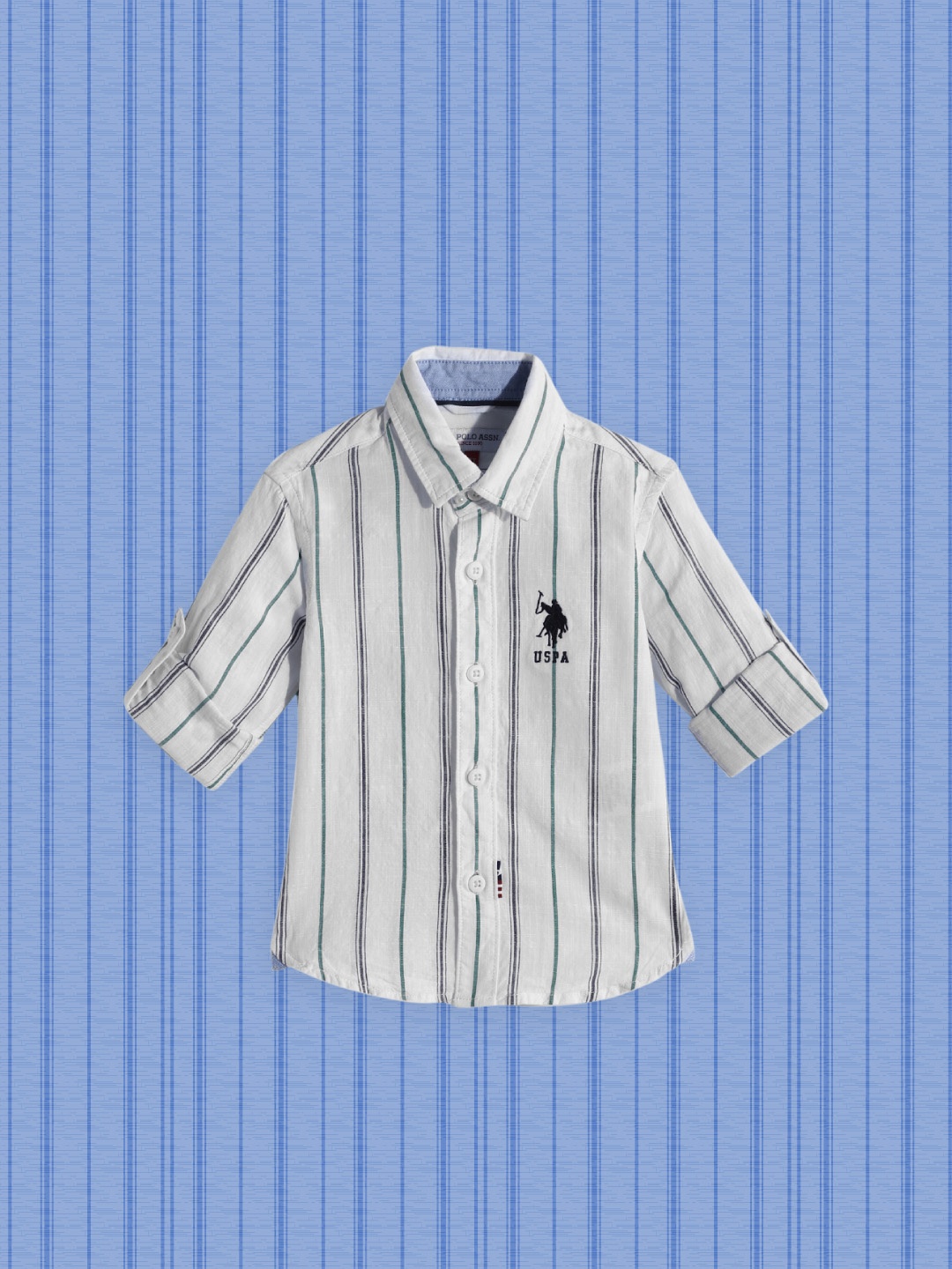 

U.S. Polo Assn. Kids Boys White Striped Pure Cotton Casual Shirt