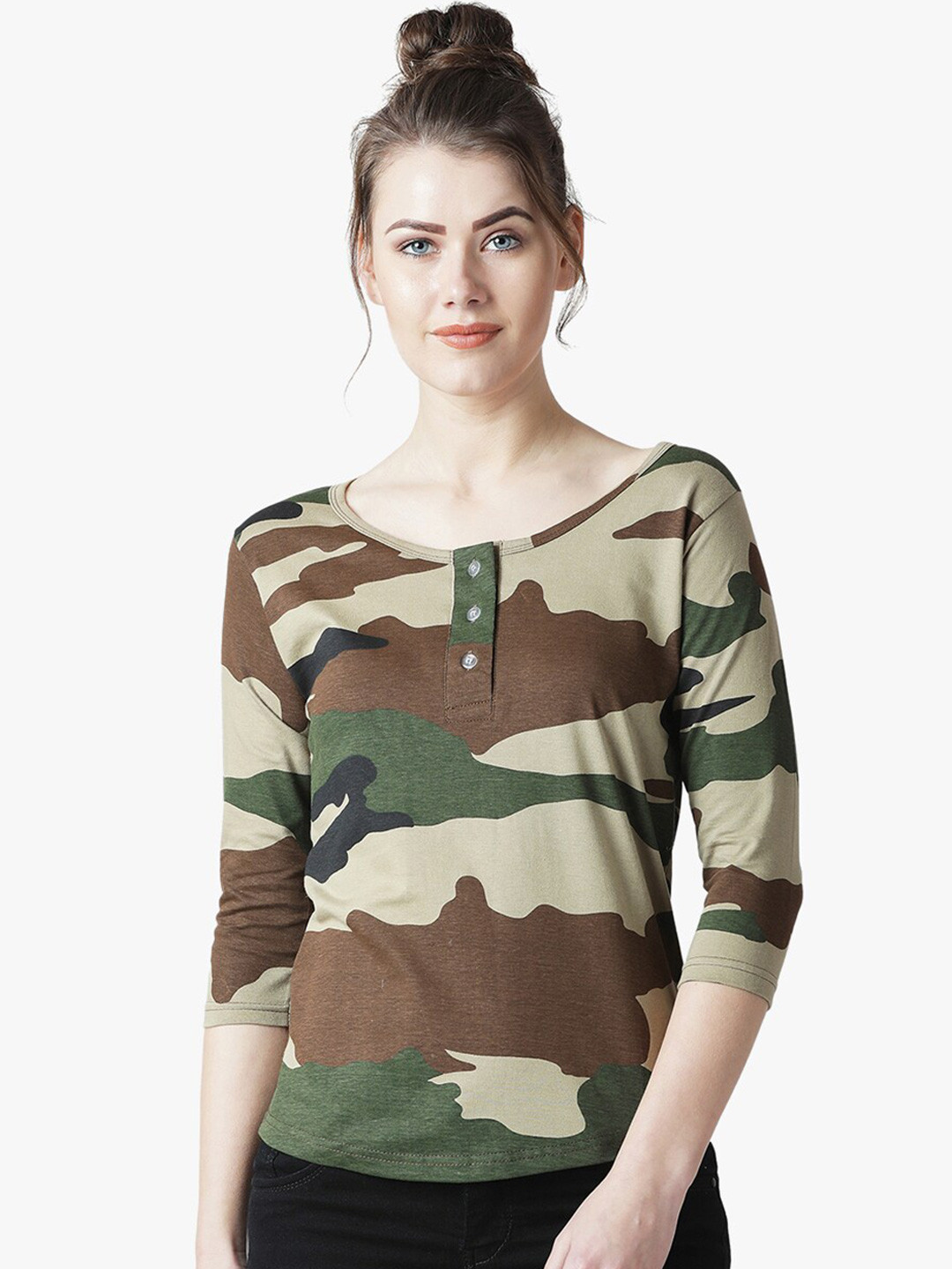 

The Dry State Women Multicoloured Camouflage T-shirt, Multi