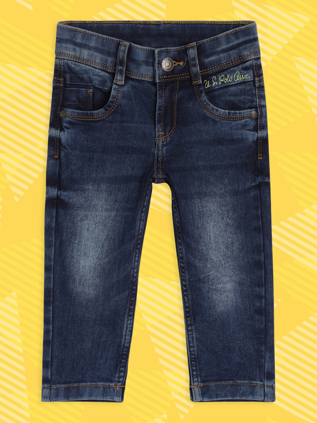 

U S Polo Assn Kids Boys Blue Light Fade Stretchable Jeans