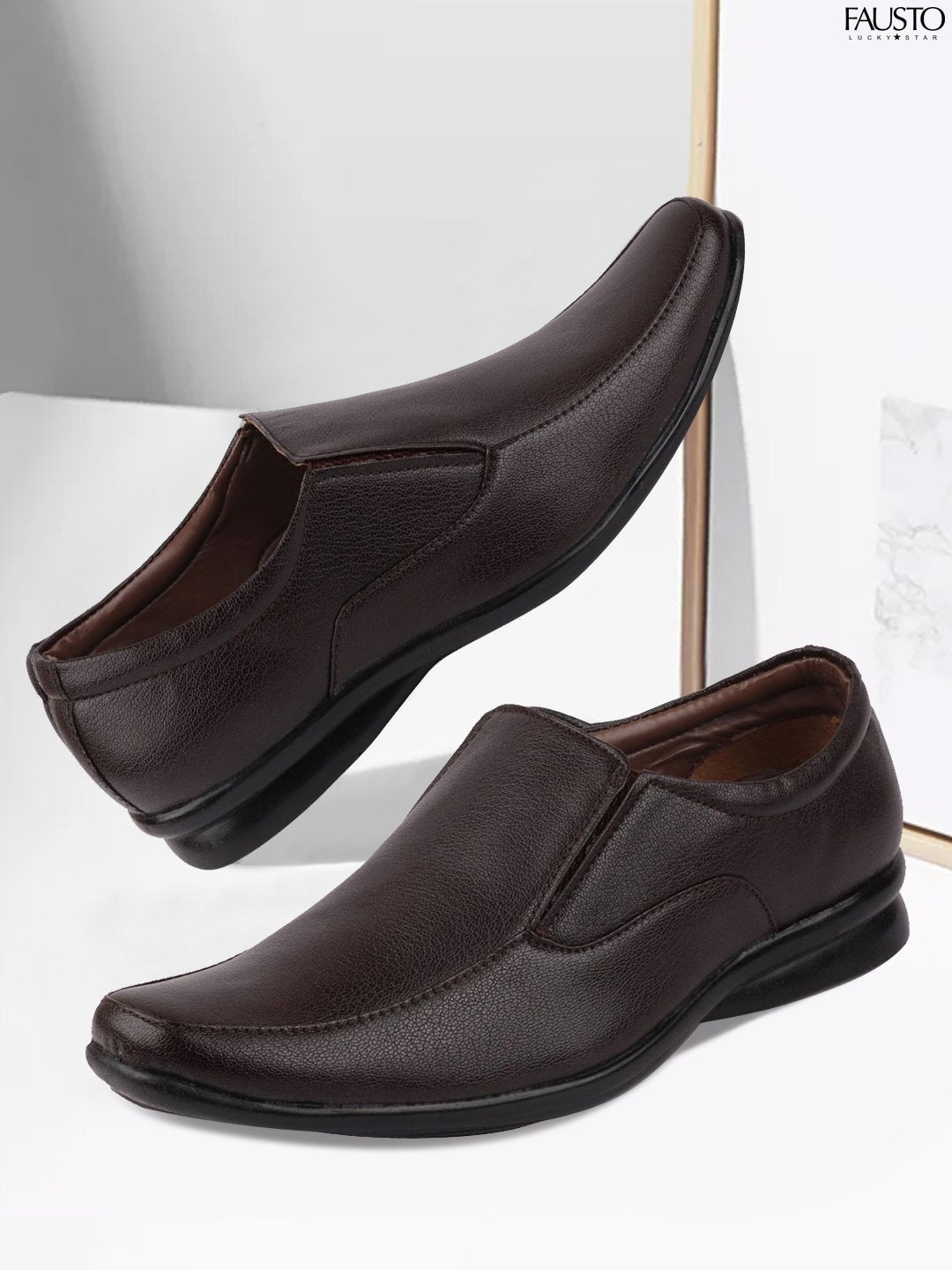 

FAUSTO Men Brown Formal Slip-On Shoes