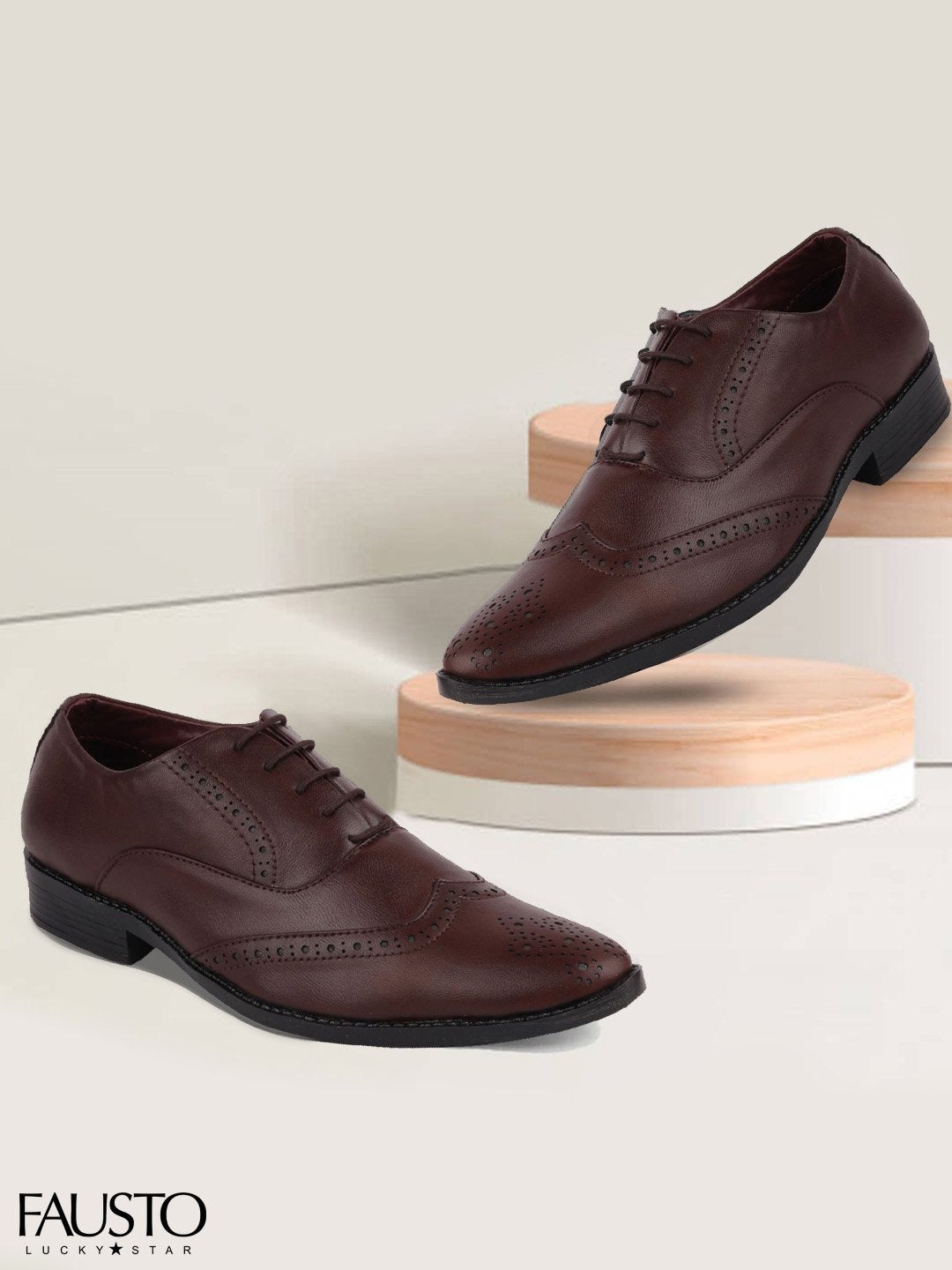 

FAUSTO Men Brown Solid Formal Brogues