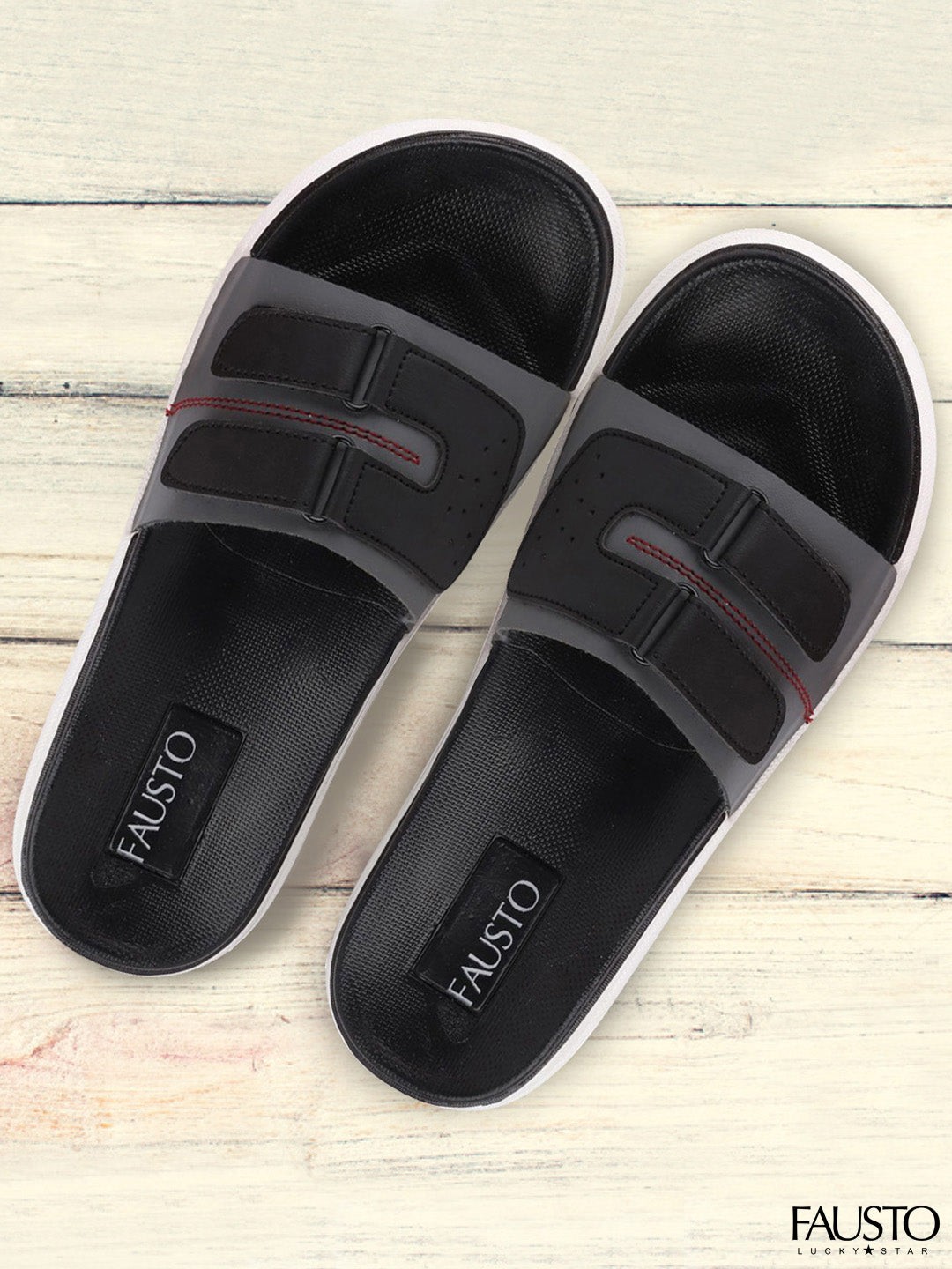 

FAUSTO Men Grey & Black Sliders