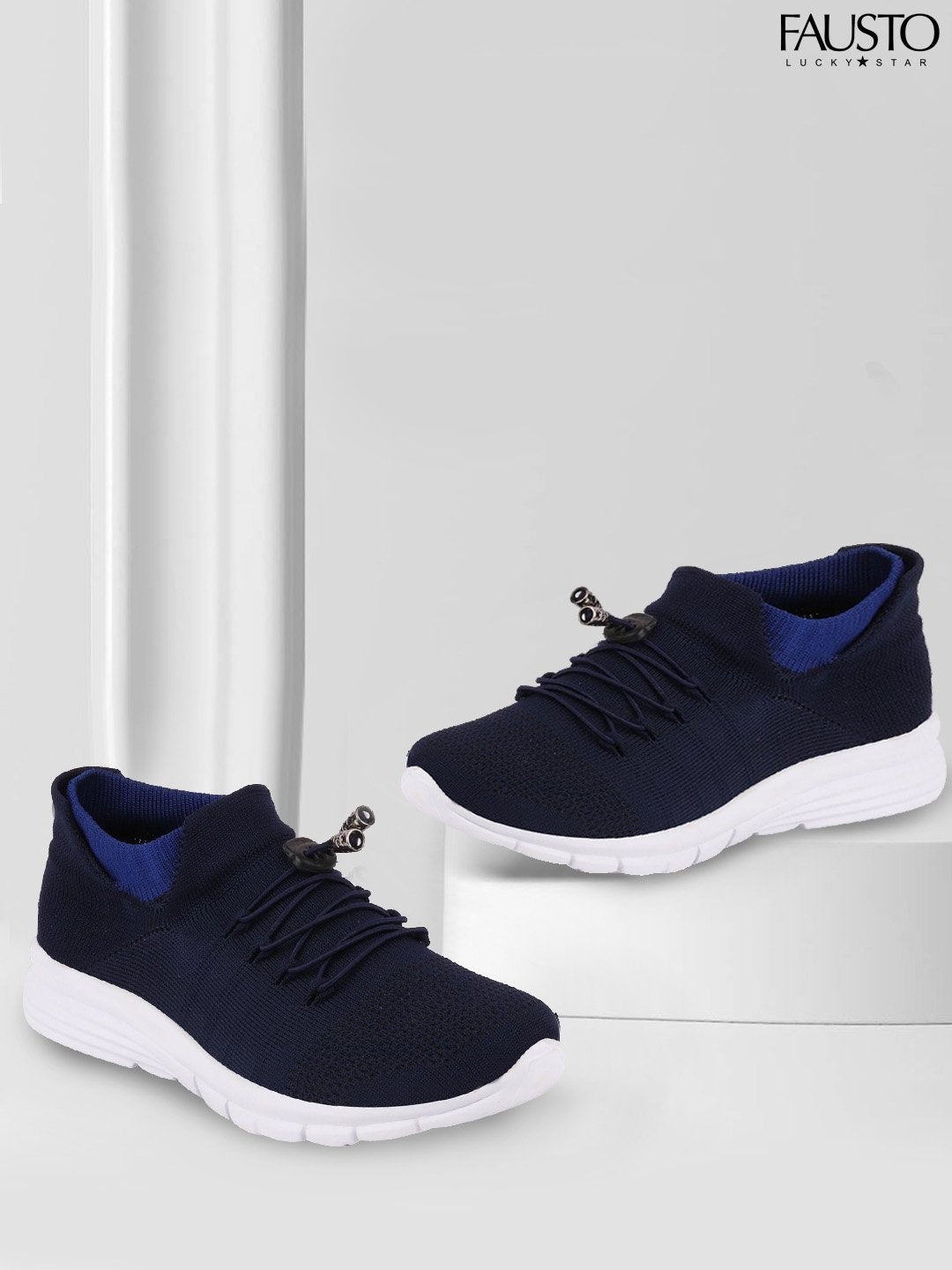 

FAUSTO Men Blue Mesh Walking Non-Marking Shoes