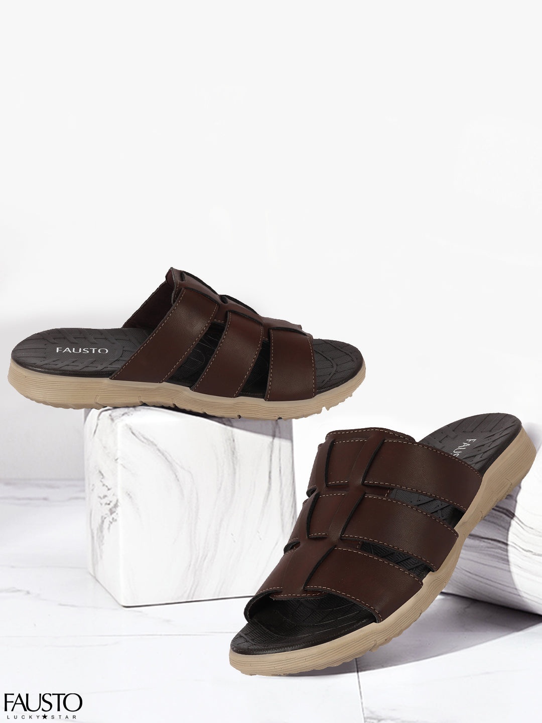 

FAUSTO Men Tan & Beige Slip-On
