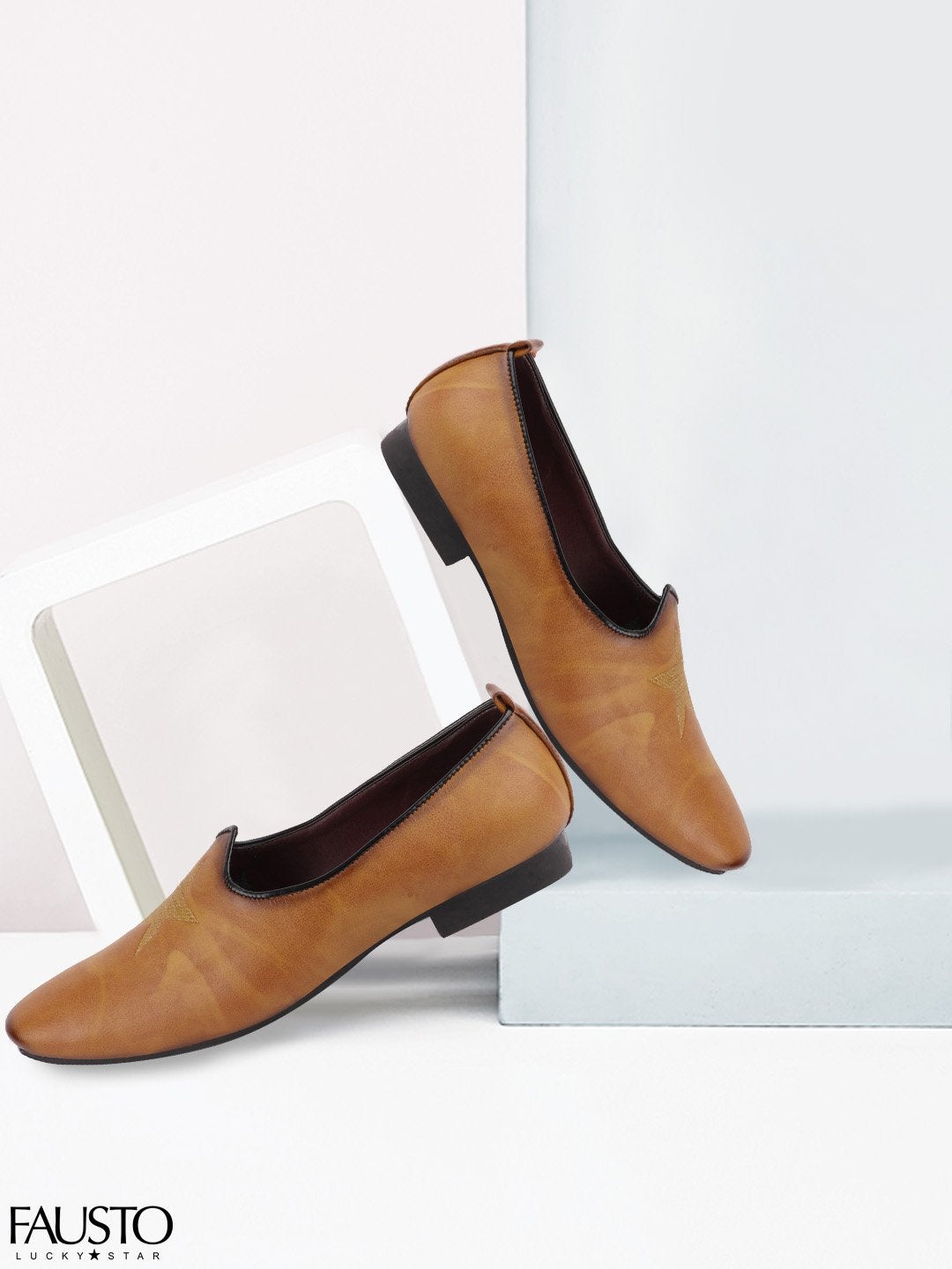 

FAUSTO Men Brown Printed Mojaris