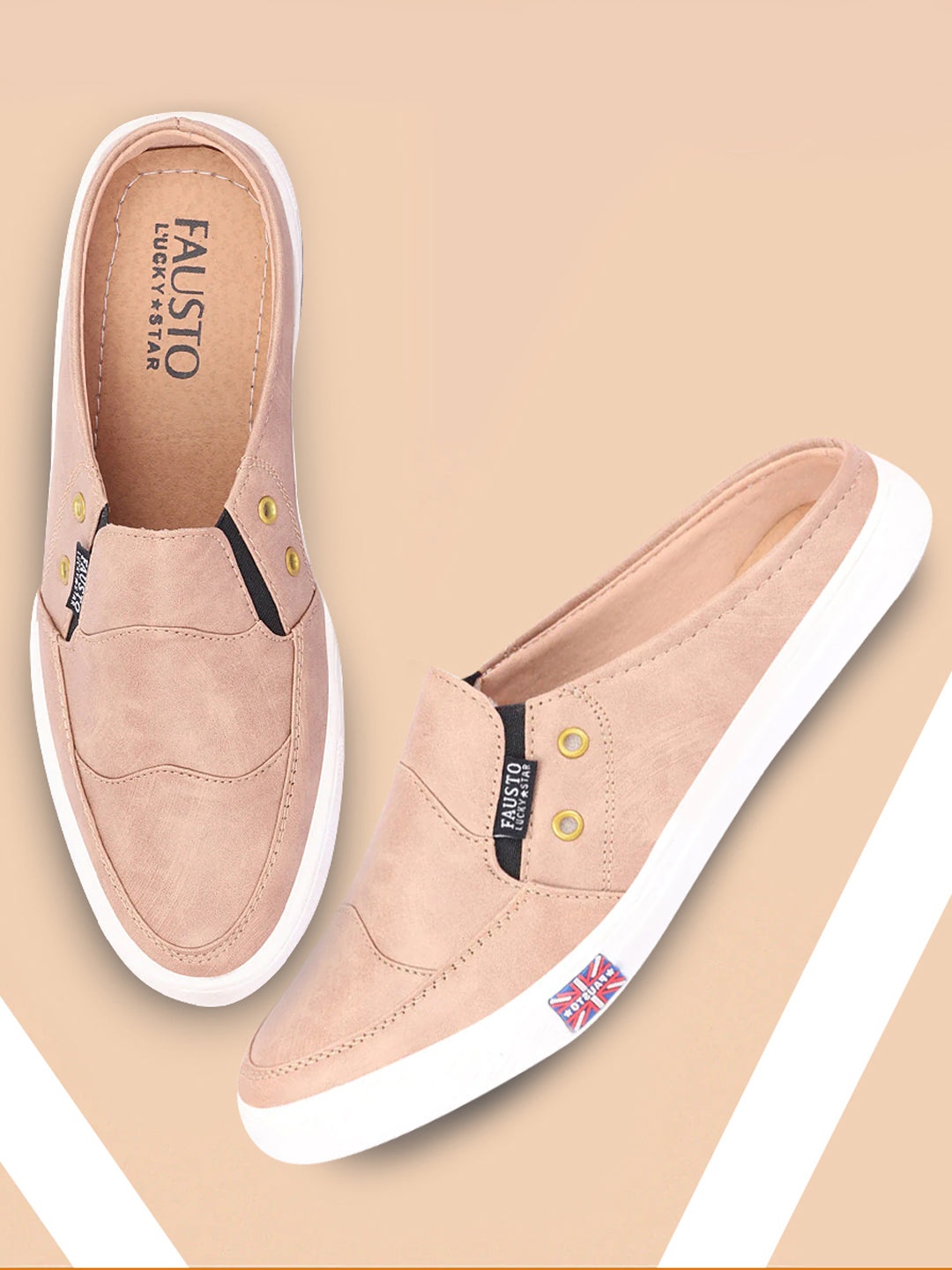

FAUSTO Men Beige Printed PU Slip-On Lightweight Sneakers