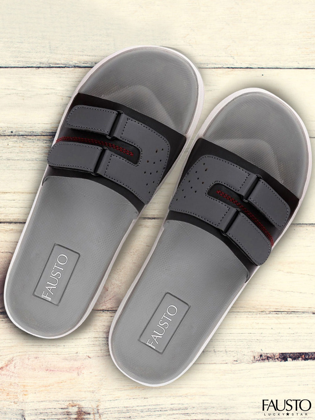 

FAUSTO Men Black & Grey Sliders