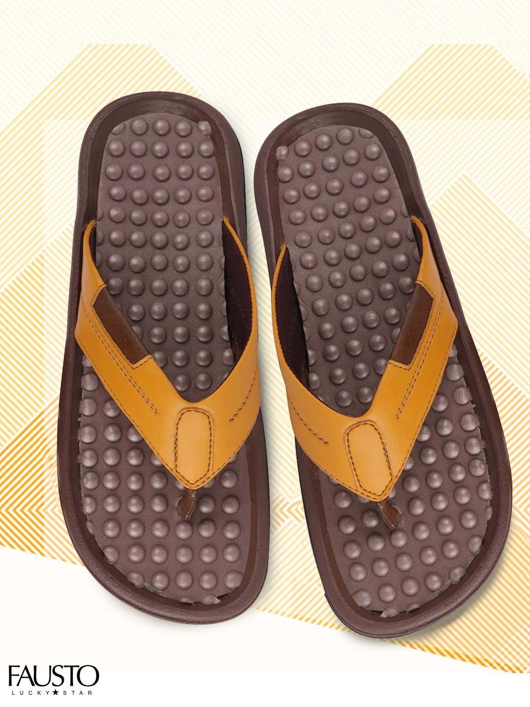

FAUSTO Men Tan & Brown Thong Flip-Flops