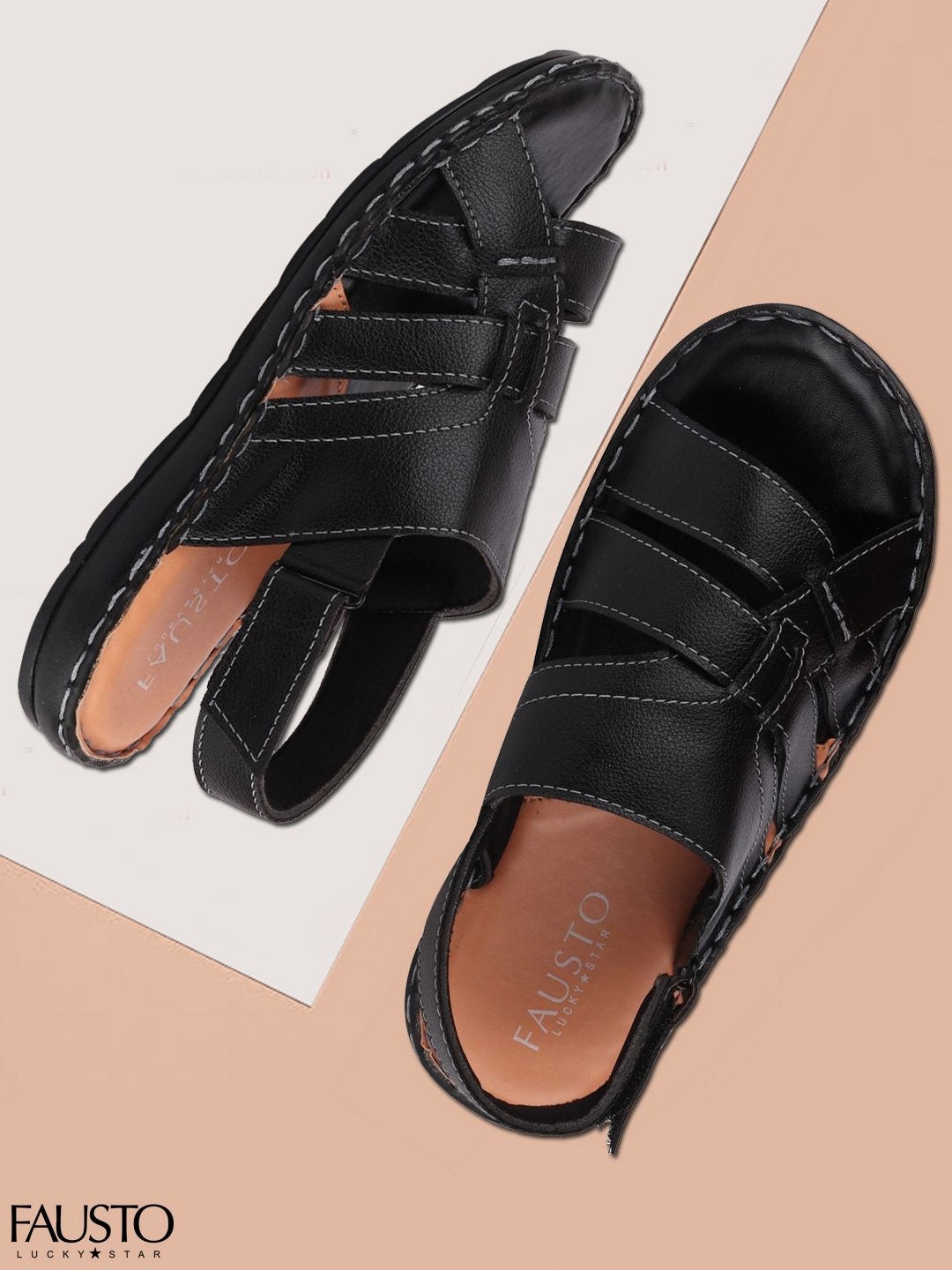 

FAUSTO Men Black Comfort Sandals