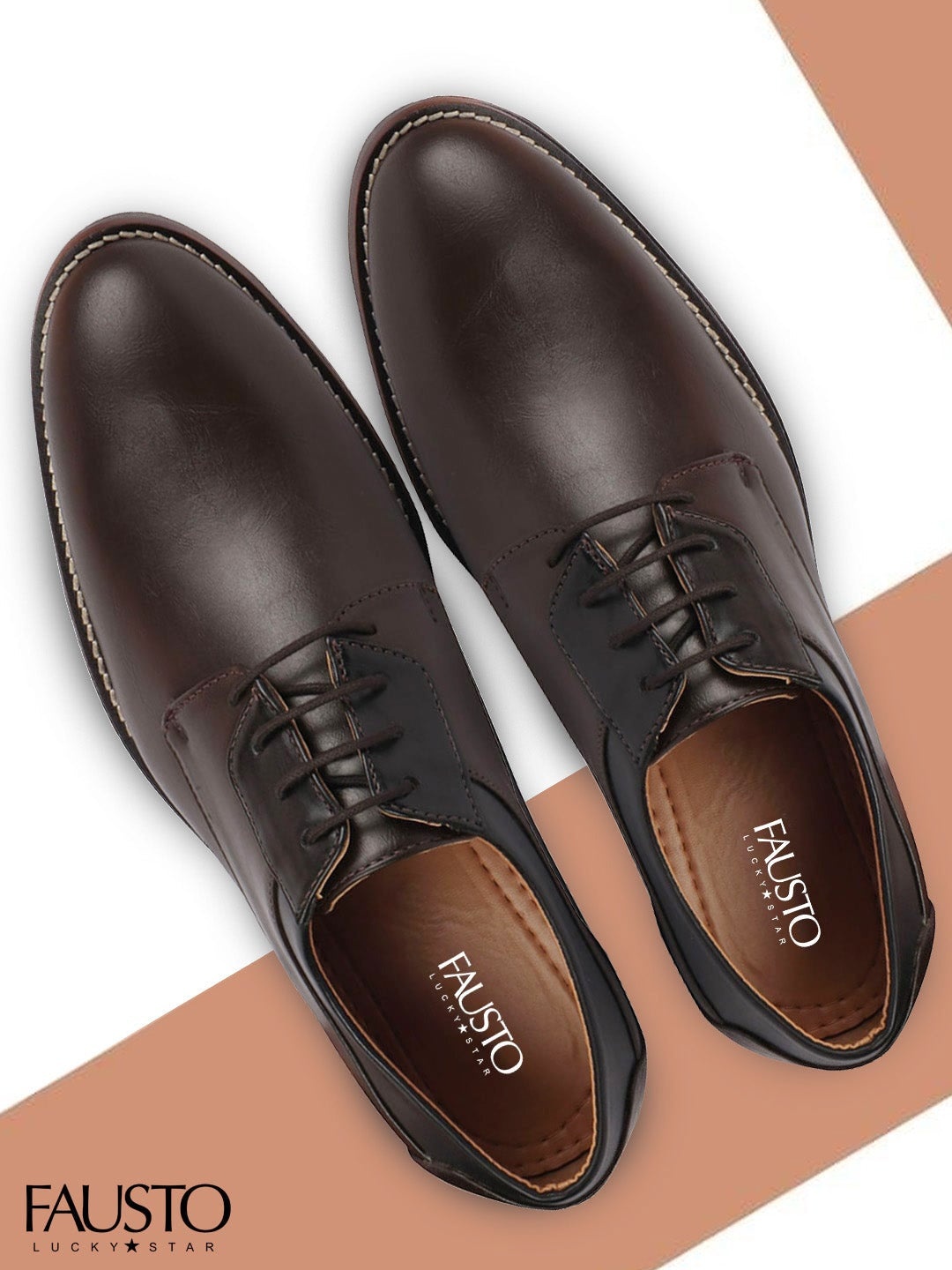 

FAUSTO Men Brown Solid Formal Derbys Shoes