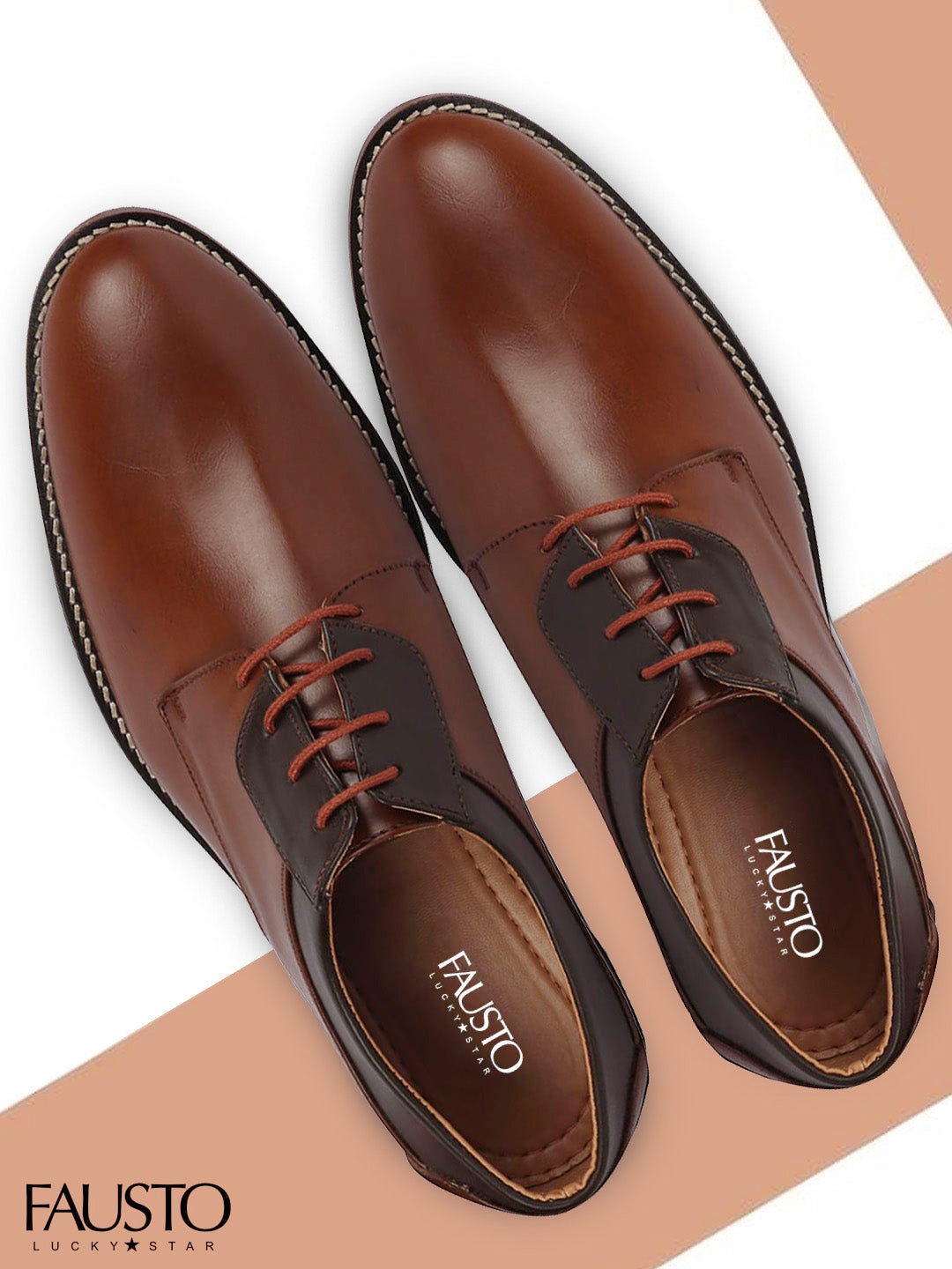 

FAUSTO Men Tan Solid PU Formal Oxfords