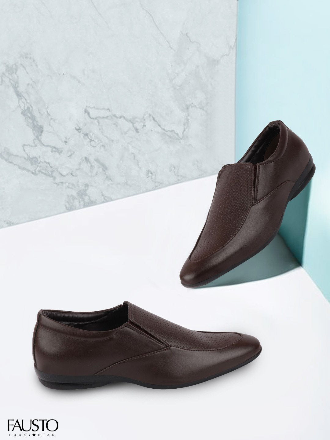 

FAUSTO Men Brown Solid Formal Slip-Ons