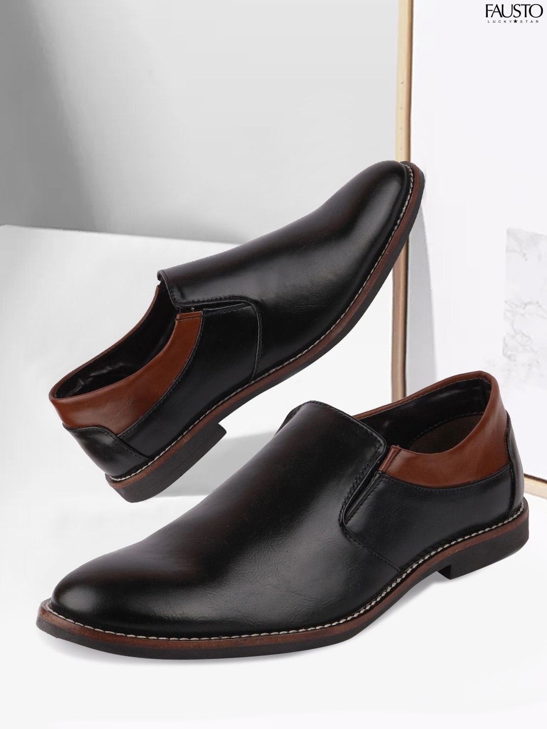 

FAUSTO Men Black Solid Formal Slip-Ons