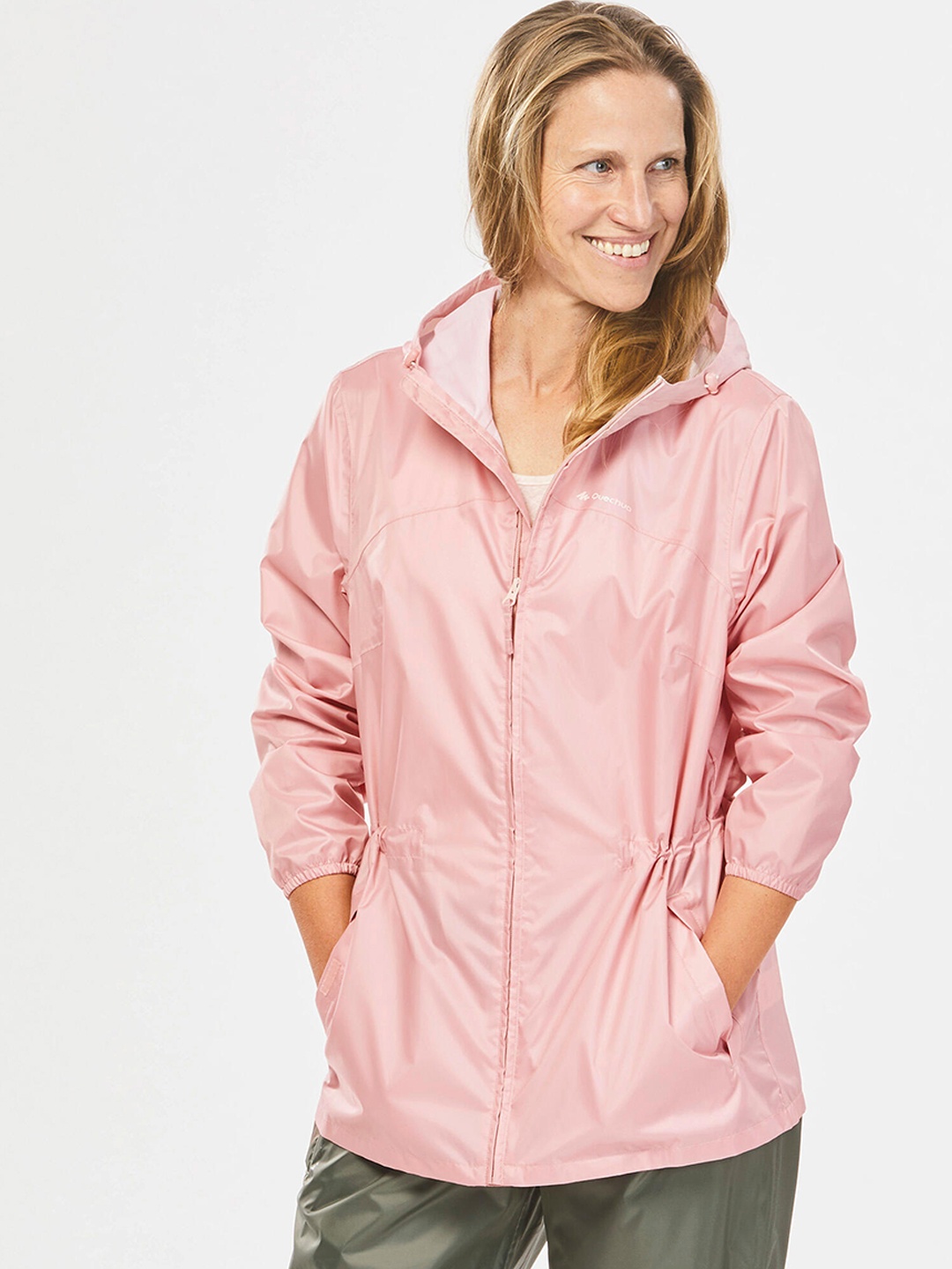 

Quechua By Decathlon Women Pink Full Zip Compact Waterproof Rain Jacket