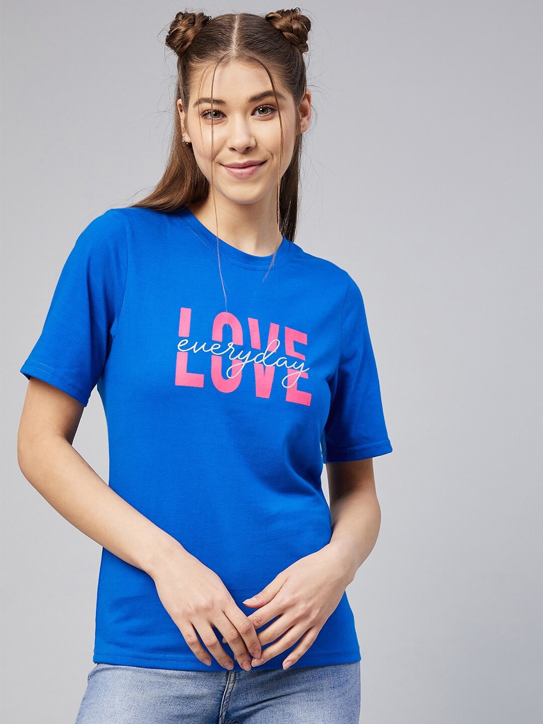 

Vvoguish Blue & Pink Print Top
