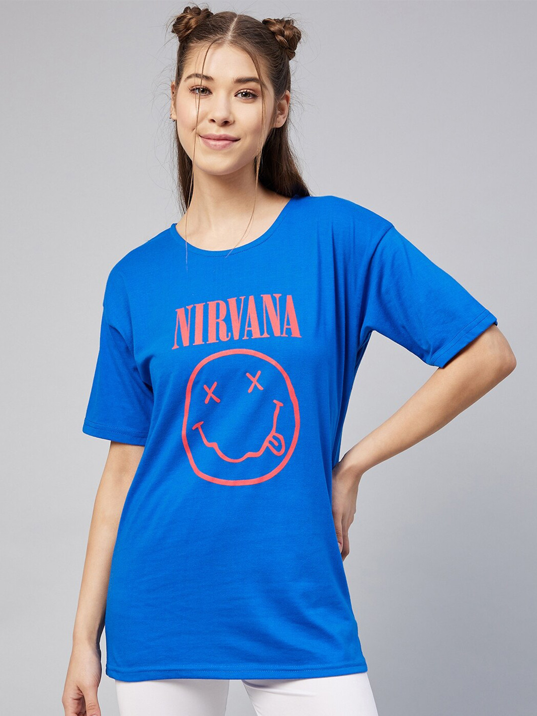 

Vvoguish Blue Printed Longline Top
