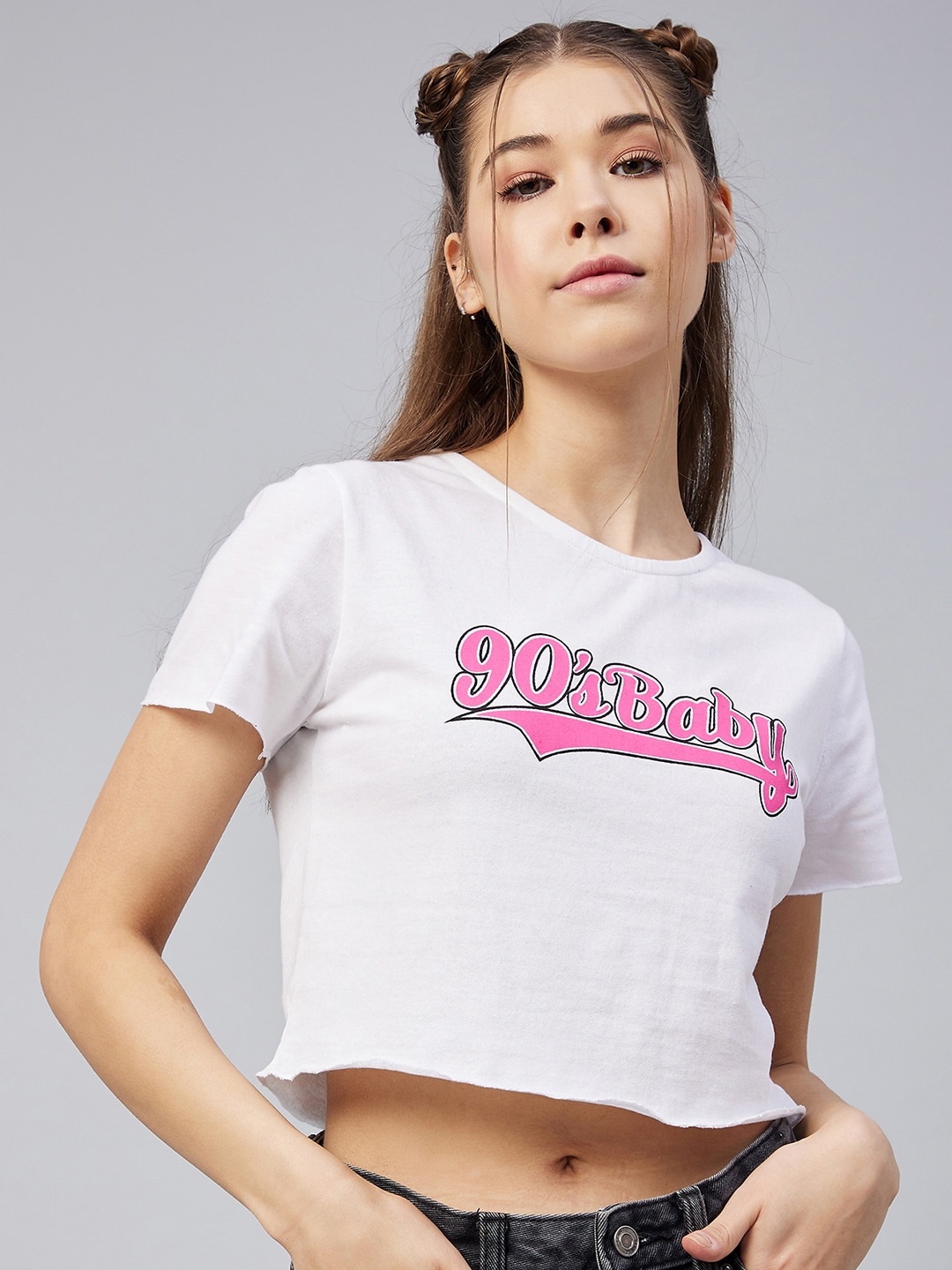 

Vvoguish White Print Crop Top