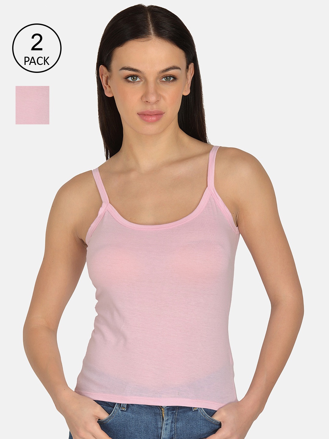 

mod & shy Woman Pack Of 2 Pink Solid Camisole- MS26363