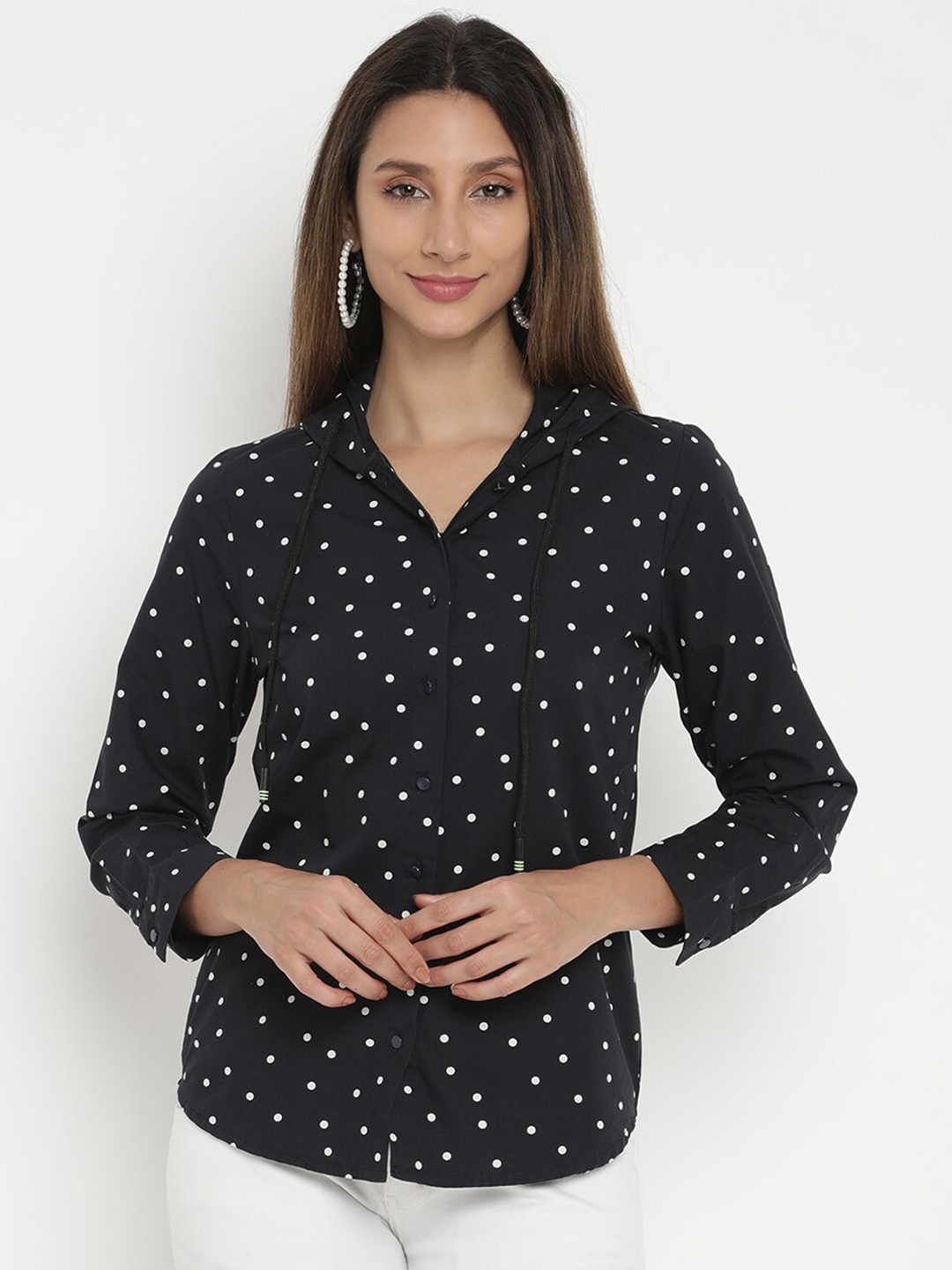 

V2 Value & Variety Women Navy Blue Printed Casual Shirt