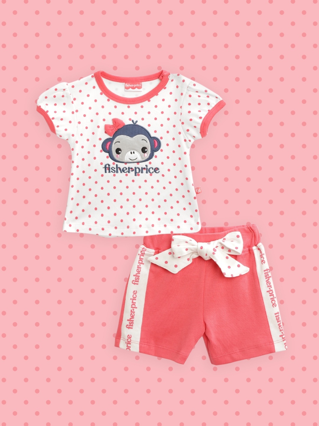 

Fisher Price X Moms Love Infant Girls White & Pink Polka Dot Cotton Clothing Set