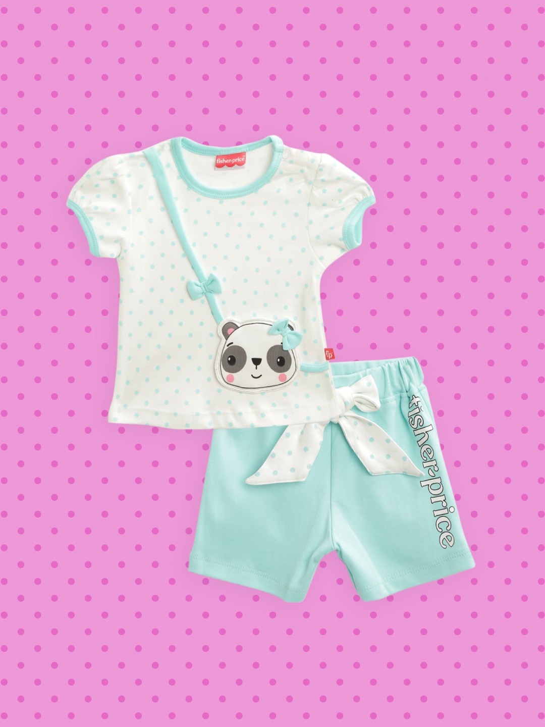 

Fisher Price X Moms Love Infant Girls White & Sea Green Polka Dot Cotton Clothing Set